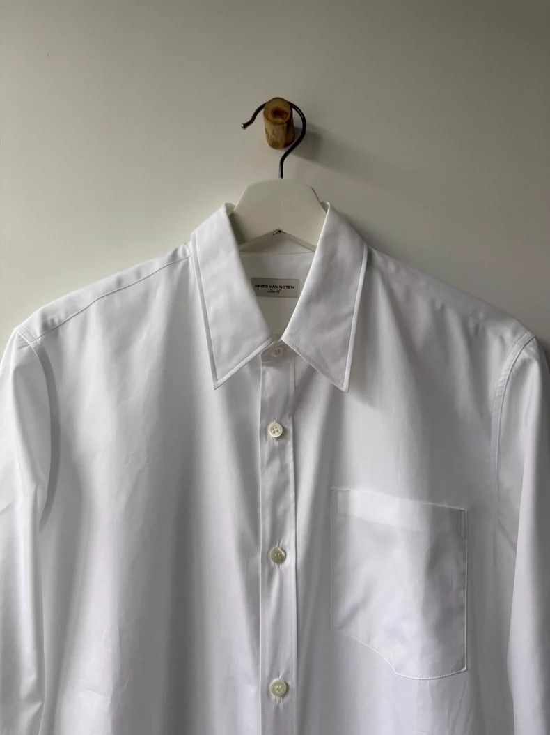 Dries Van Noten Dries Van Noten White Cotton Long Sleeve Shirt Size US L / EU 52-54 / 3 - 3 Thumbnail