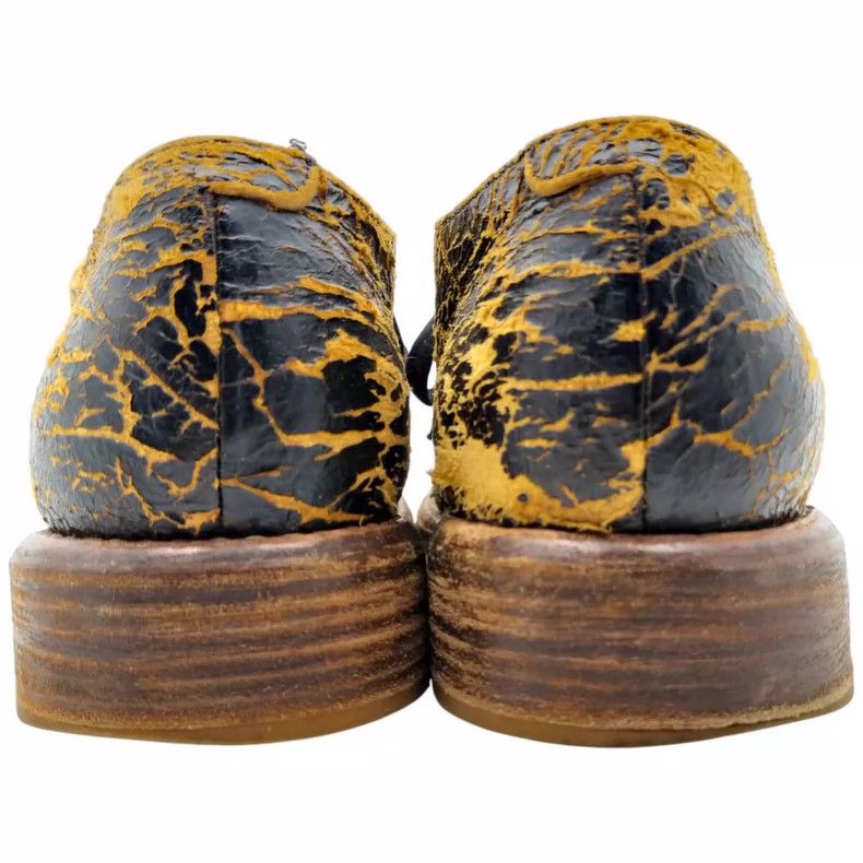 Visvim Crackled Leather Shoes with Yellow Accents Size US 10.5 / EU 43-44 - 5 Thumbnail