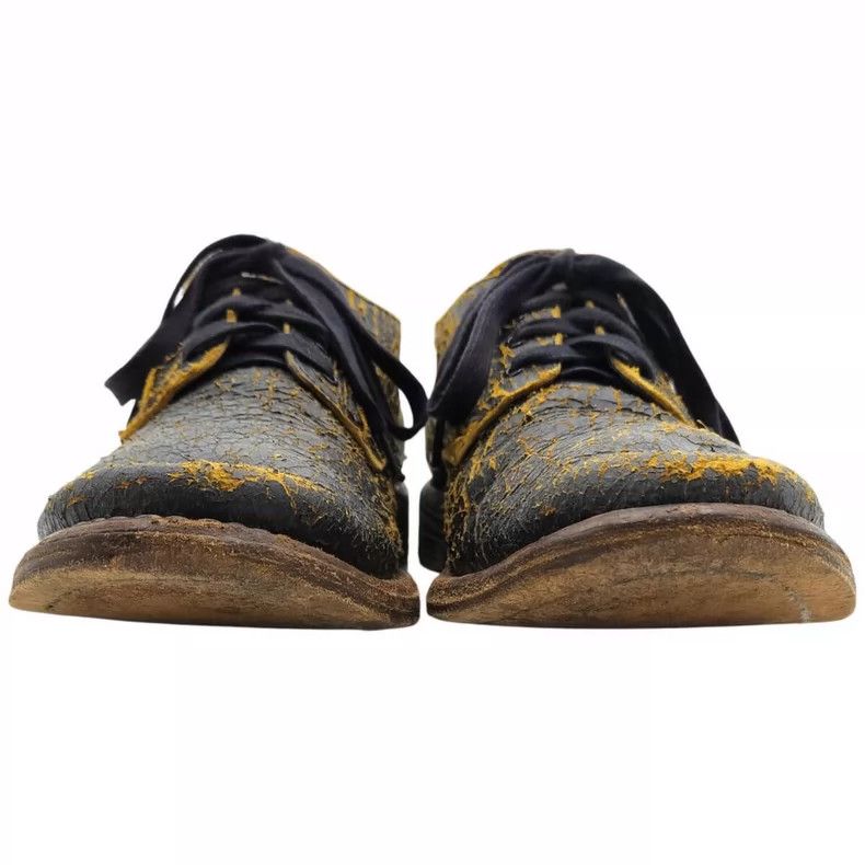 Visvim Crackled Leather Shoes with Yellow Accents Size US 10.5 / EU 43-44 - 4 Thumbnail