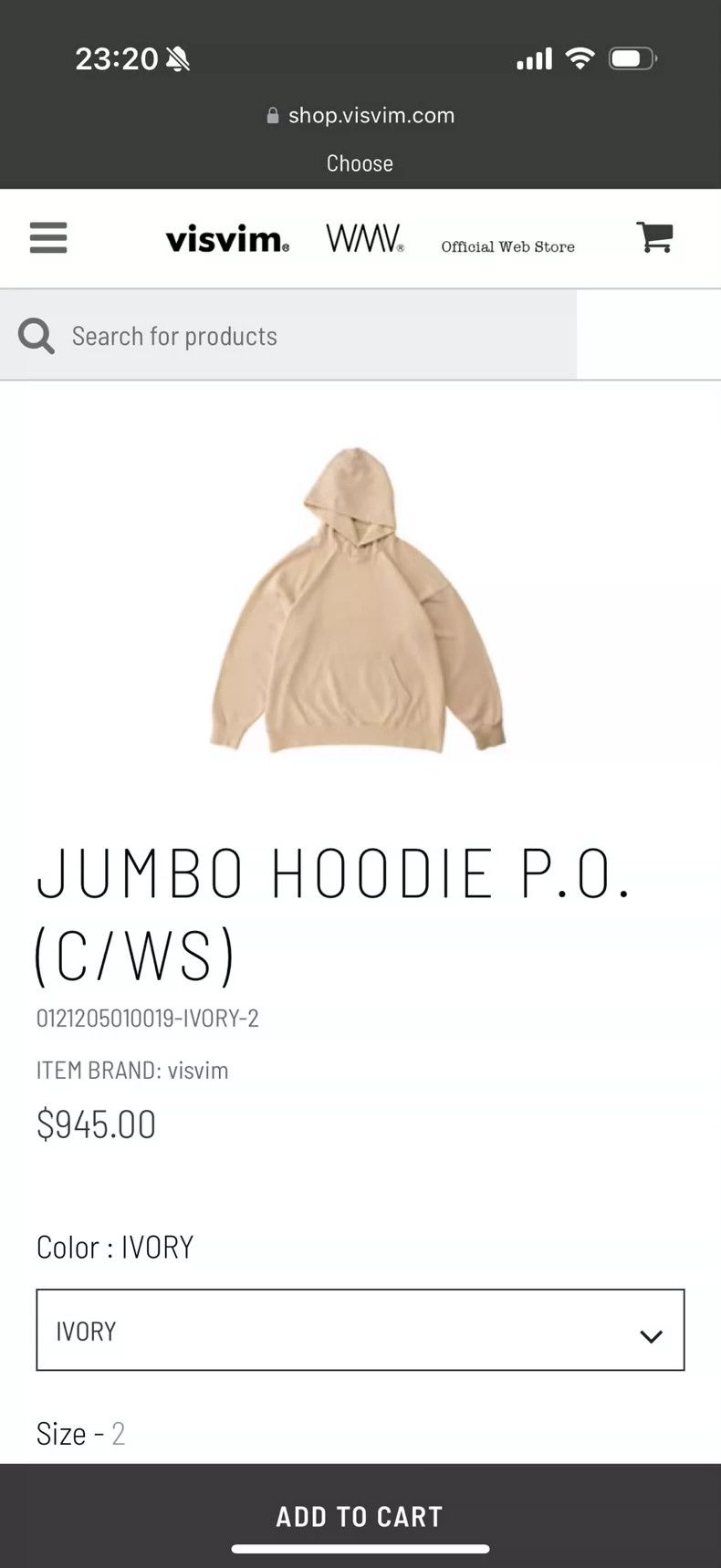 Visvim Visvim Jumbo Hoodie in Ivory Color Size US M / EU 48-50 / 2 - 9 Thumbnail