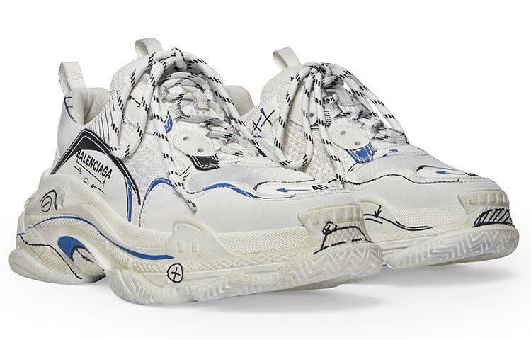 Balenciaga triple s sketch sneaker white/blue Size US 12 / IT 42 - 3 Thumbnail