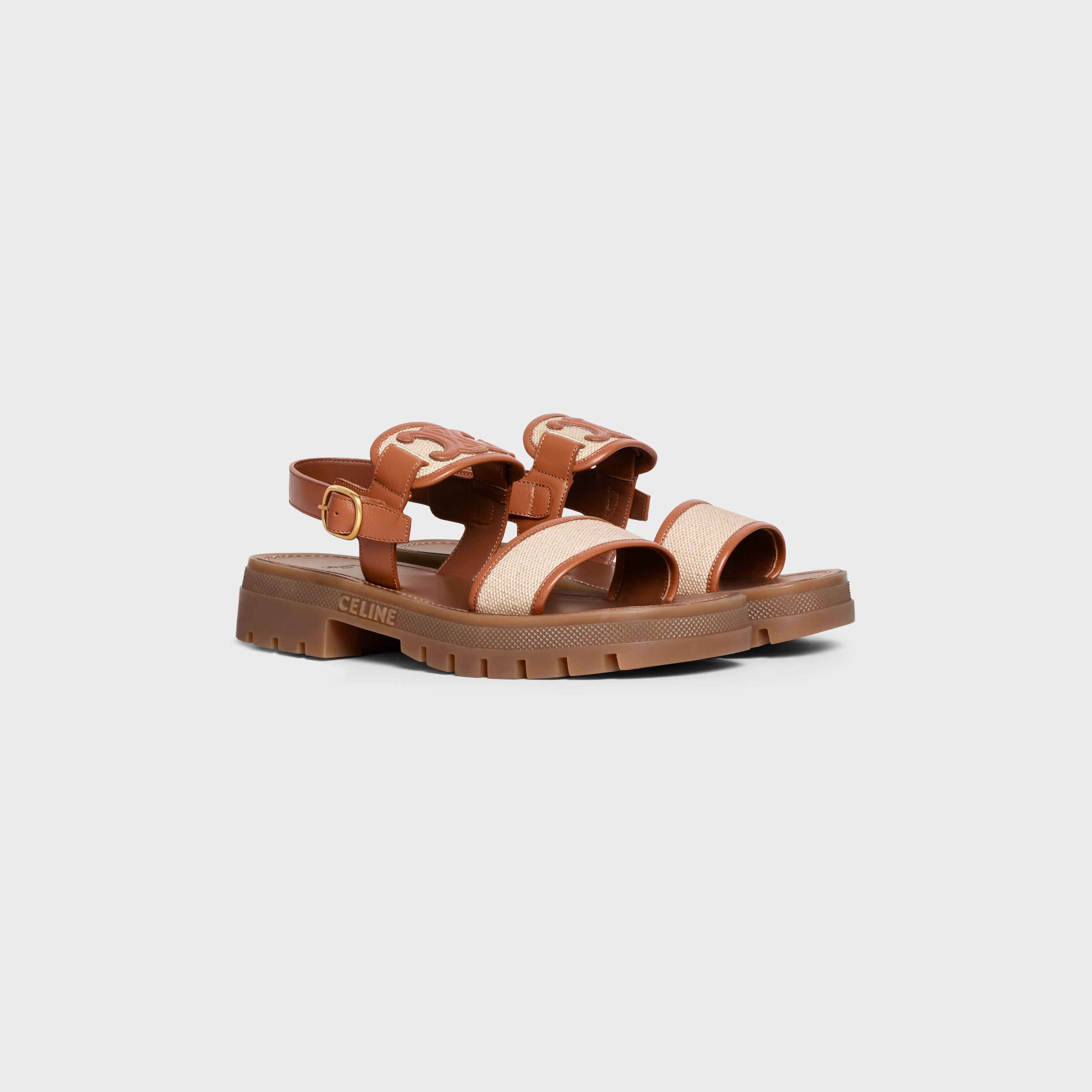Celine clear triomphe sandal in calfskin - vegetal tanning & canvas Size US 5 / IT 35 - 2 Thumbnail