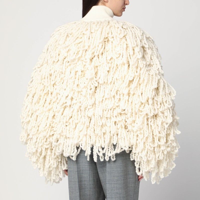 Stella McCartney Stella Mccartney White Wool Bomber Jacket With Fringes Size M / US 6-8 / IT 42-44 - 2 Thumbnail