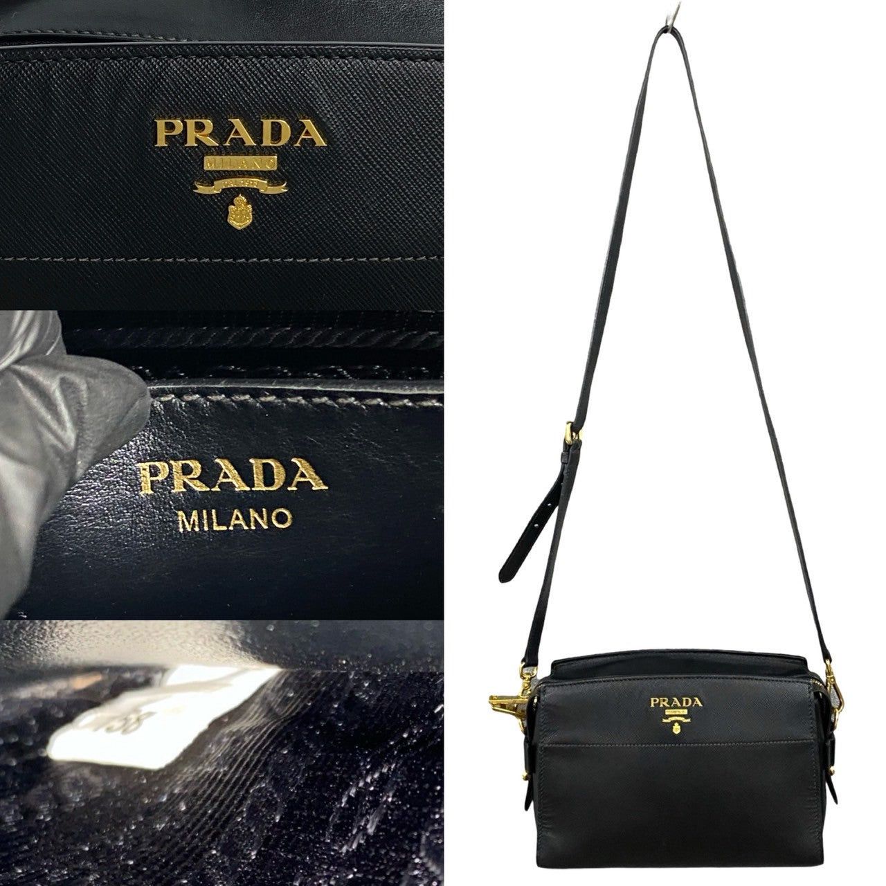 Prada Prada Shoulder Bag Black Leather Size ONE SIZE - 3 Thumbnail