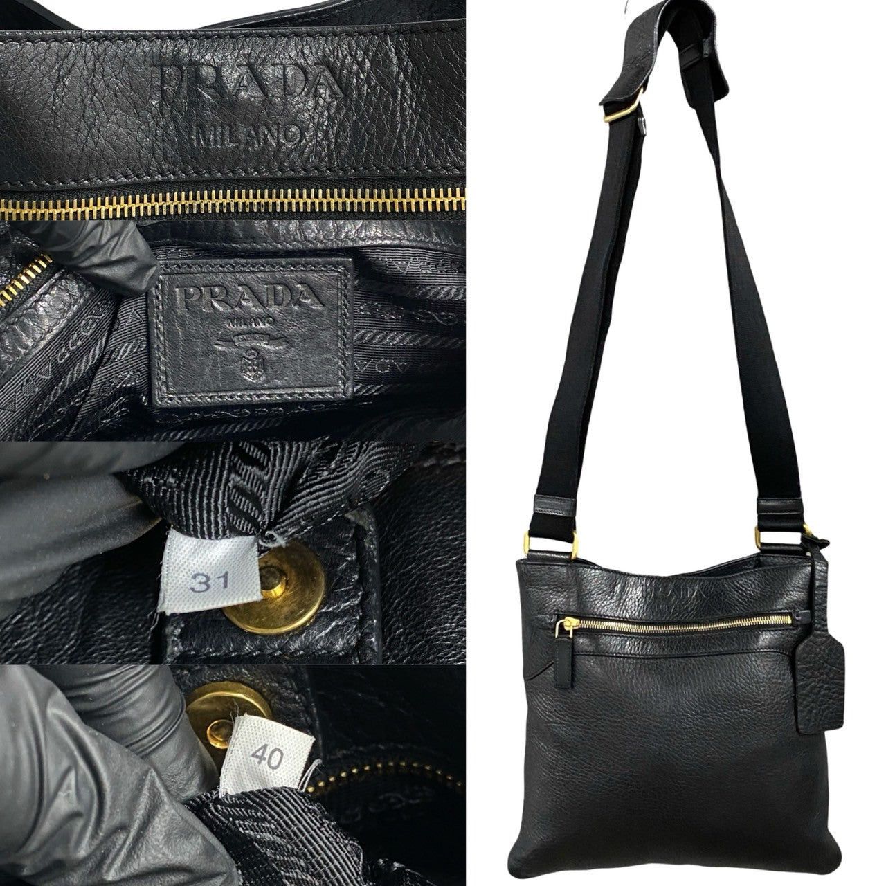 Prada Prada Shoulder Bag Black Leather Size ONE SIZE - 3 Thumbnail