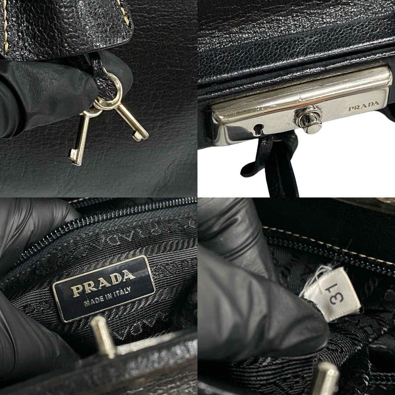 Prada Prada Handbag Black Leather Size ONE SIZE - 3 Thumbnail