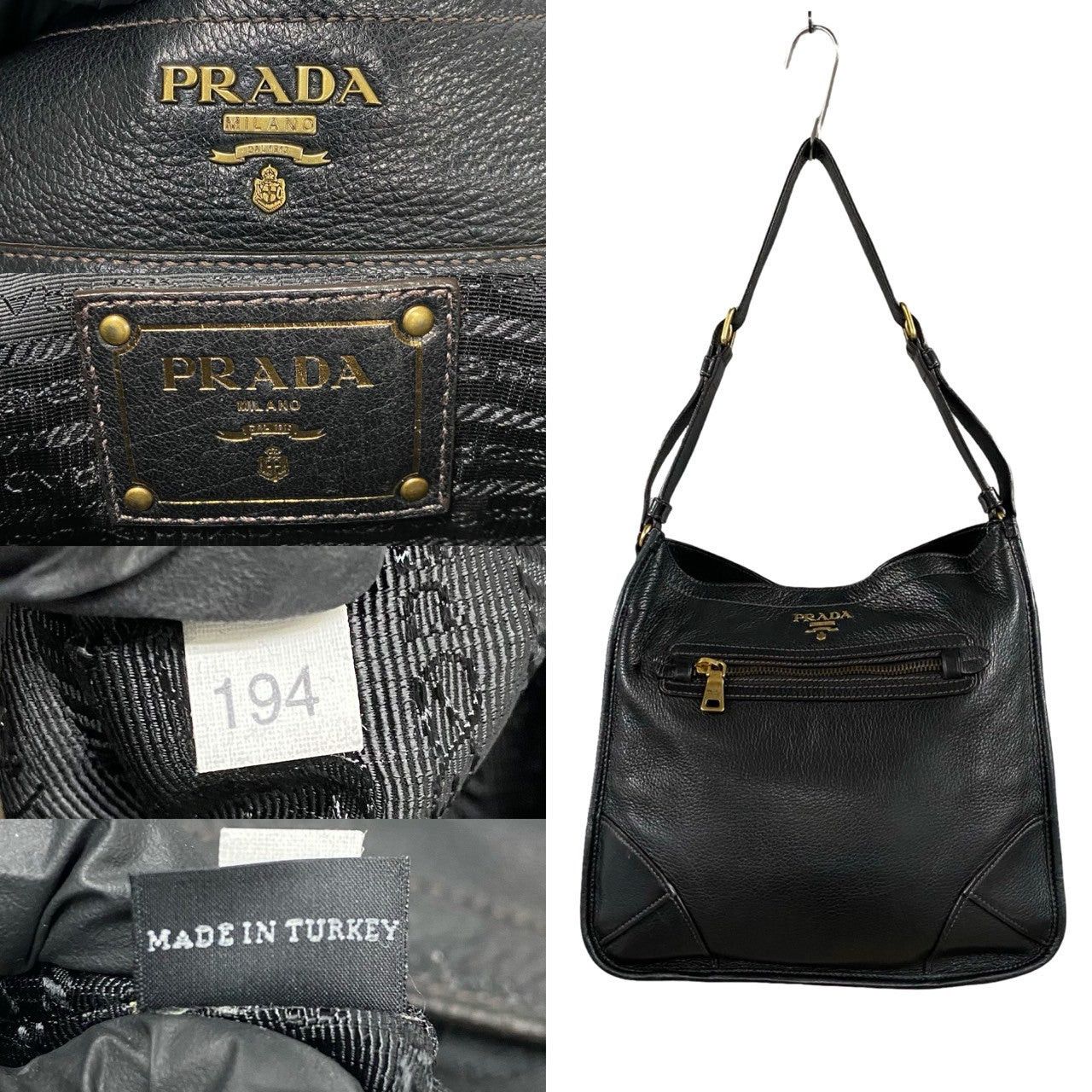 Prada Prada Shoulder Bag Black Leather Size ONE SIZE - 3 Thumbnail