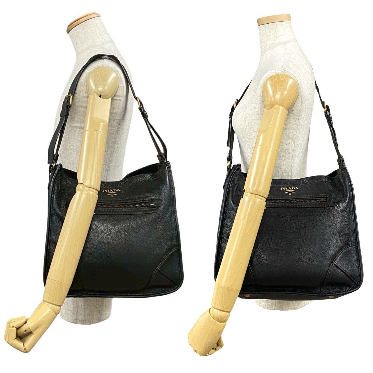 Prada Prada Shoulder Bag Black Leather Size ONE SIZE - 2 Thumbnail