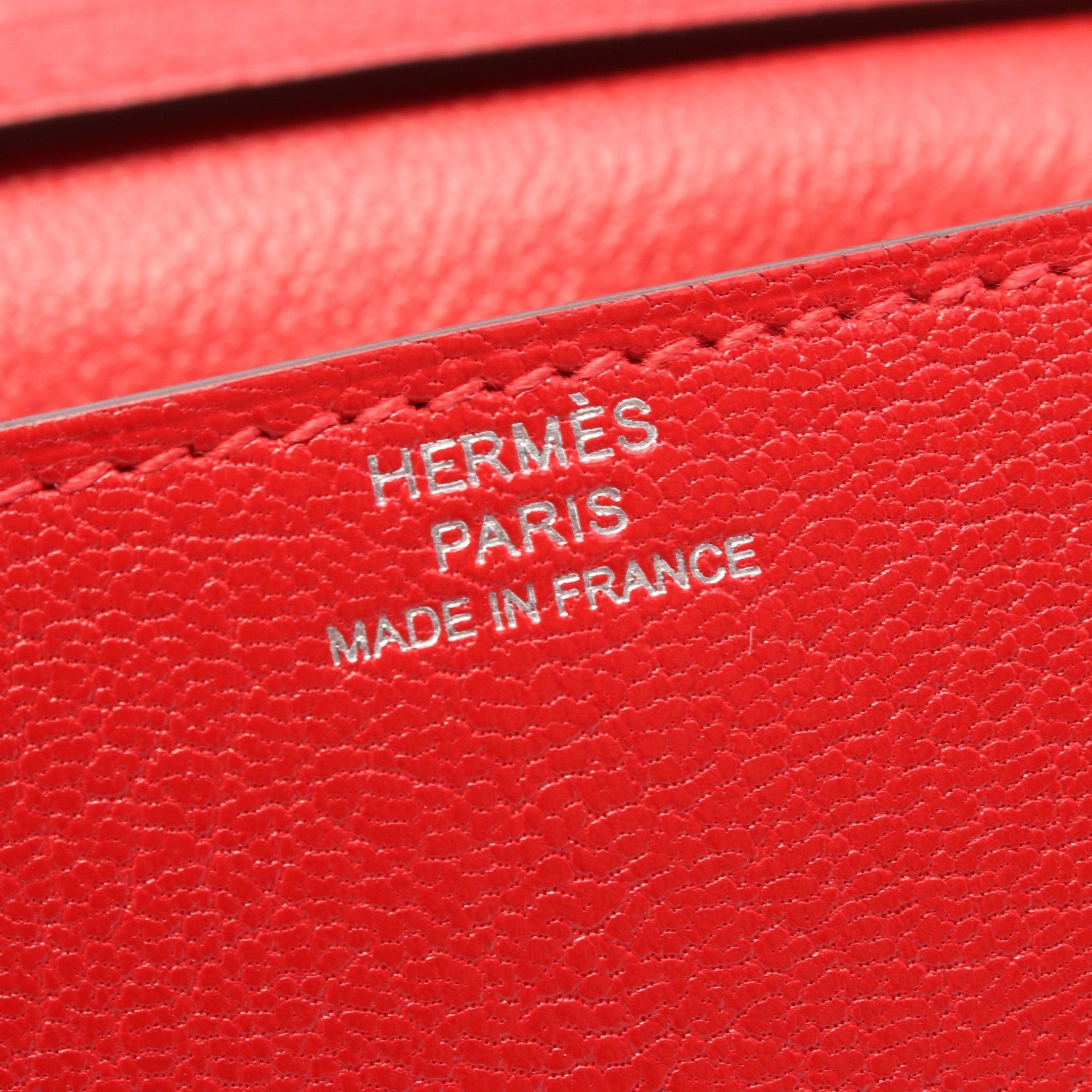 Hermes Hermes Chaîne Compact Wallet Shoulder Bag Chevre Red Silver Hardware B Stamp Size ONE SIZE - 4 Thumbnail