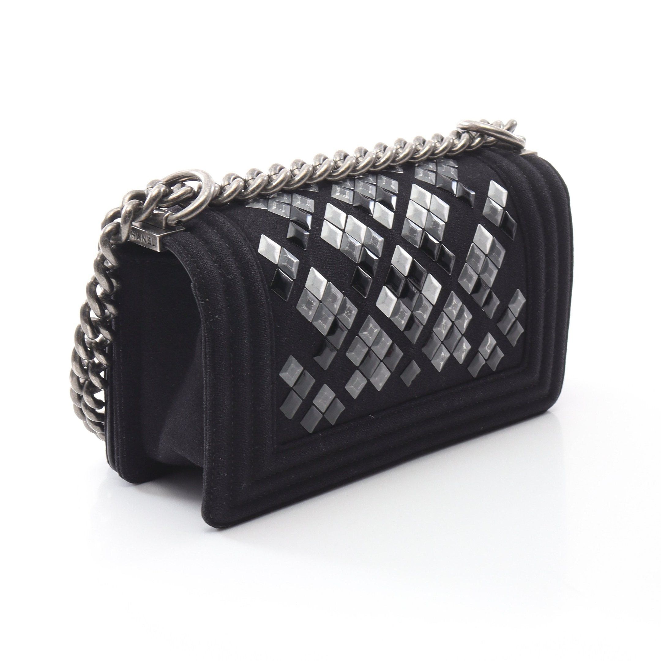 Chanel Chanel Boy Chanel Small Chain Shoulder Bag Canvas Leather Black Antique Silver Hardware Size ONE SIZE - 2 Thumbnail