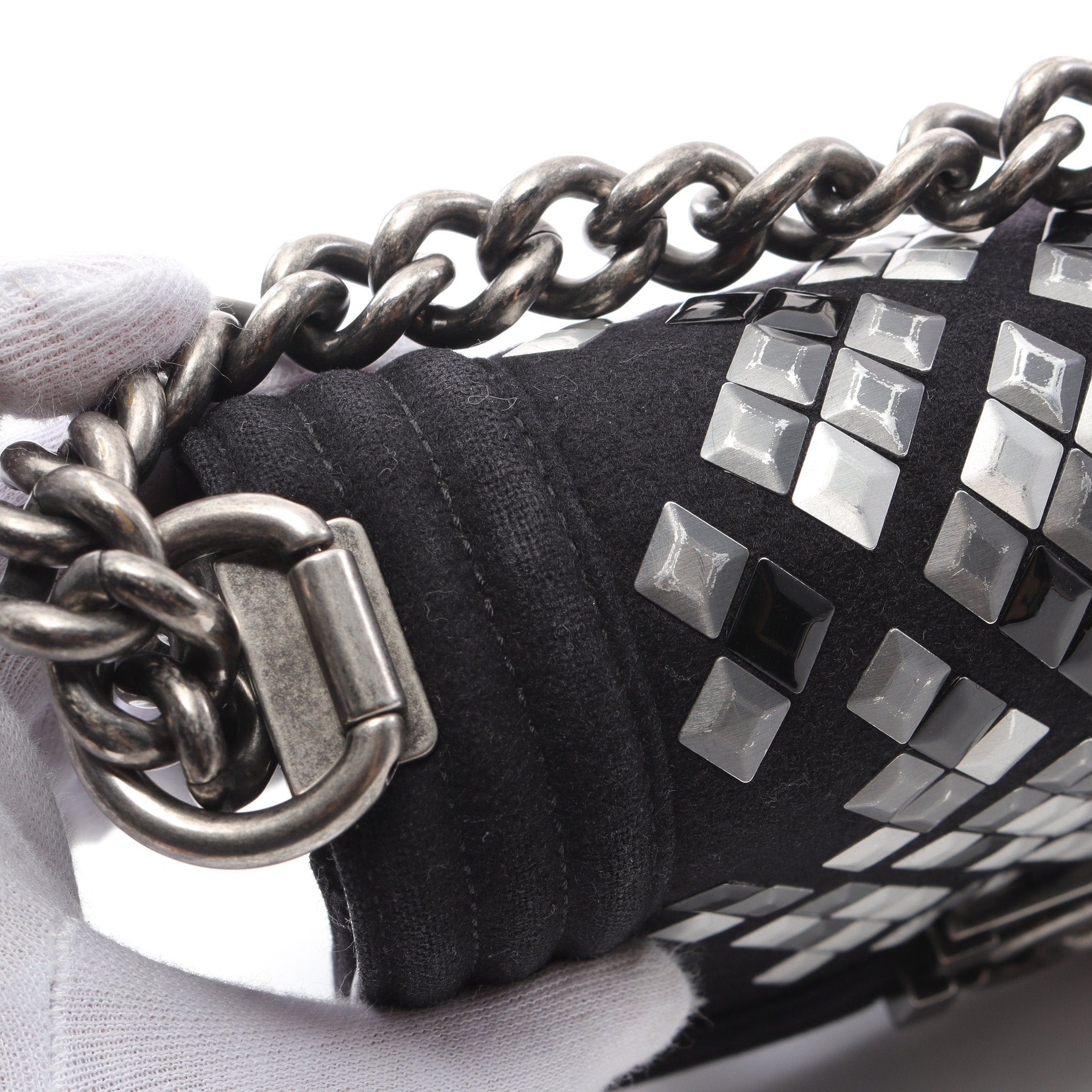 Chanel Chanel Boy Chanel Small Chain Shoulder Bag Canvas Leather Black Antique Silver Hardware Size ONE SIZE - 8 Thumbnail