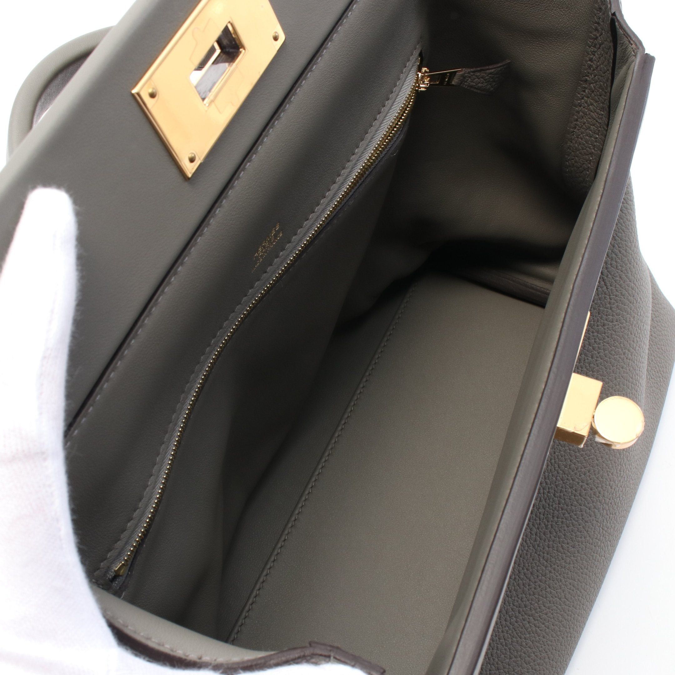 Hermes Hermes 24/24 Van Quatre 29 Ethane Handbag Togo Veau Swift Gray Gold Hardware U Stamp Size ONE SIZE - 3 Thumbnail