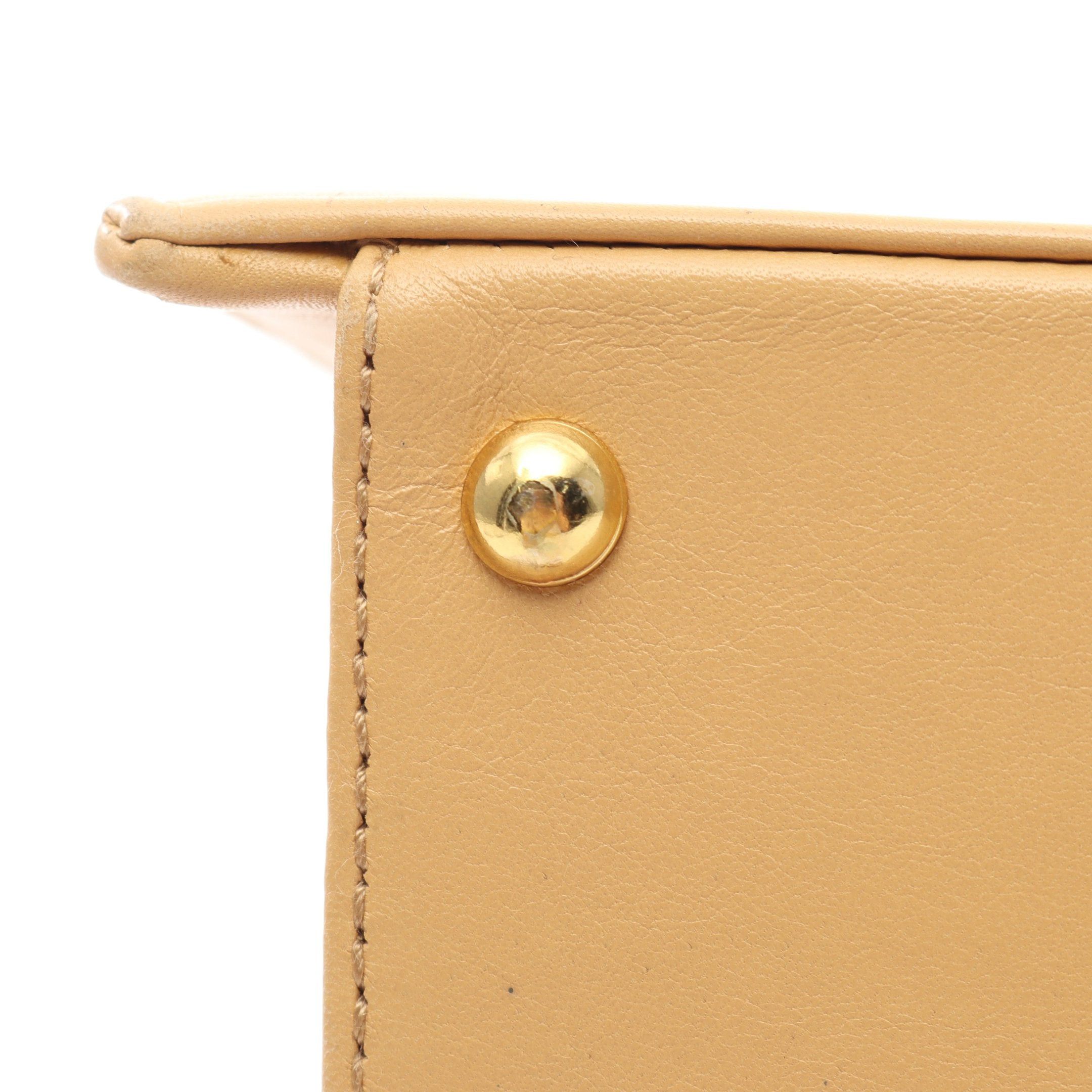 Chanel Chanel Shoulder Bag Logo Embroidery Lambskin Beige Gold Hardware Size ONE SIZE - 8 Thumbnail