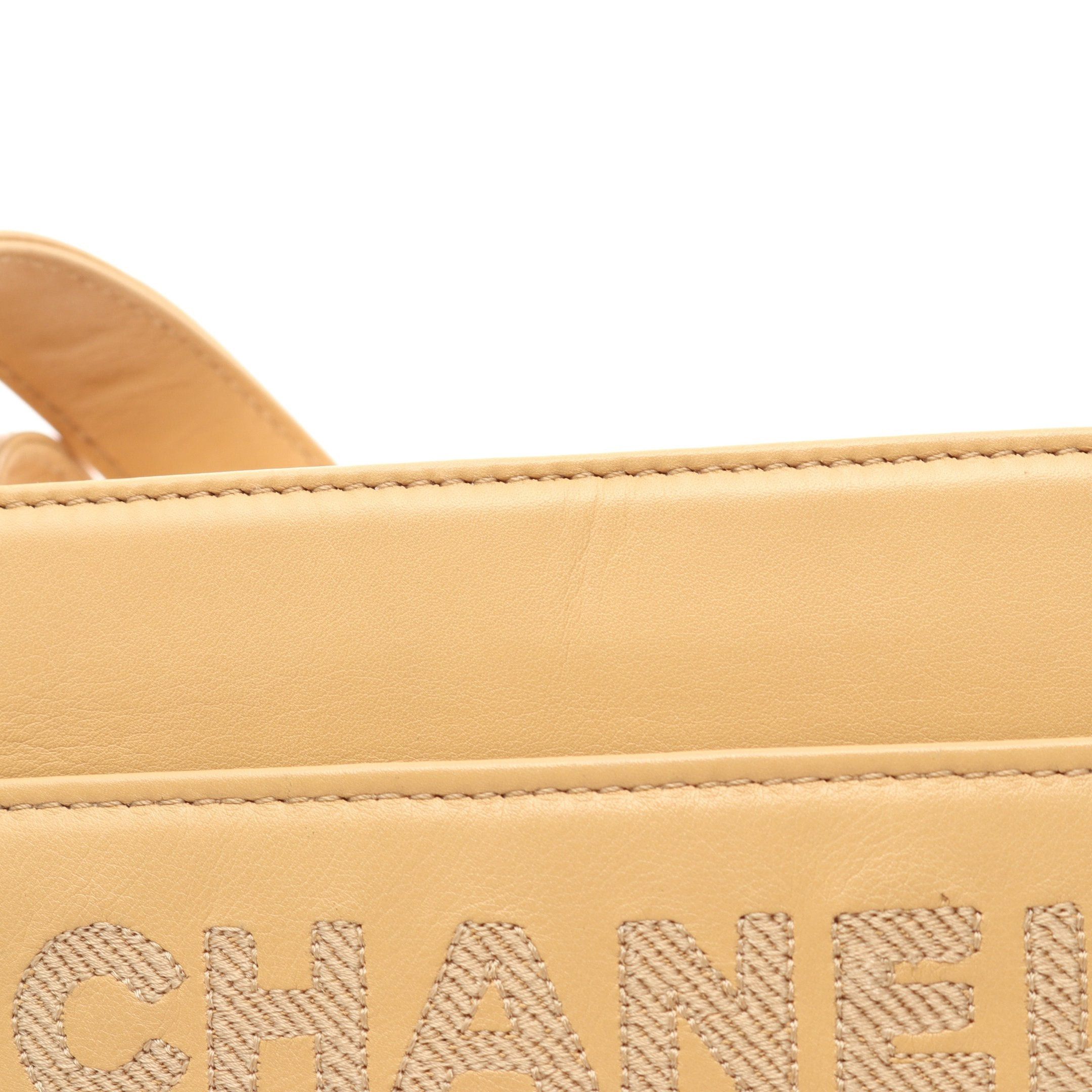 Chanel Chanel Shoulder Bag Logo Embroidery Lambskin Beige Gold Hardware Size ONE SIZE - 6 Thumbnail