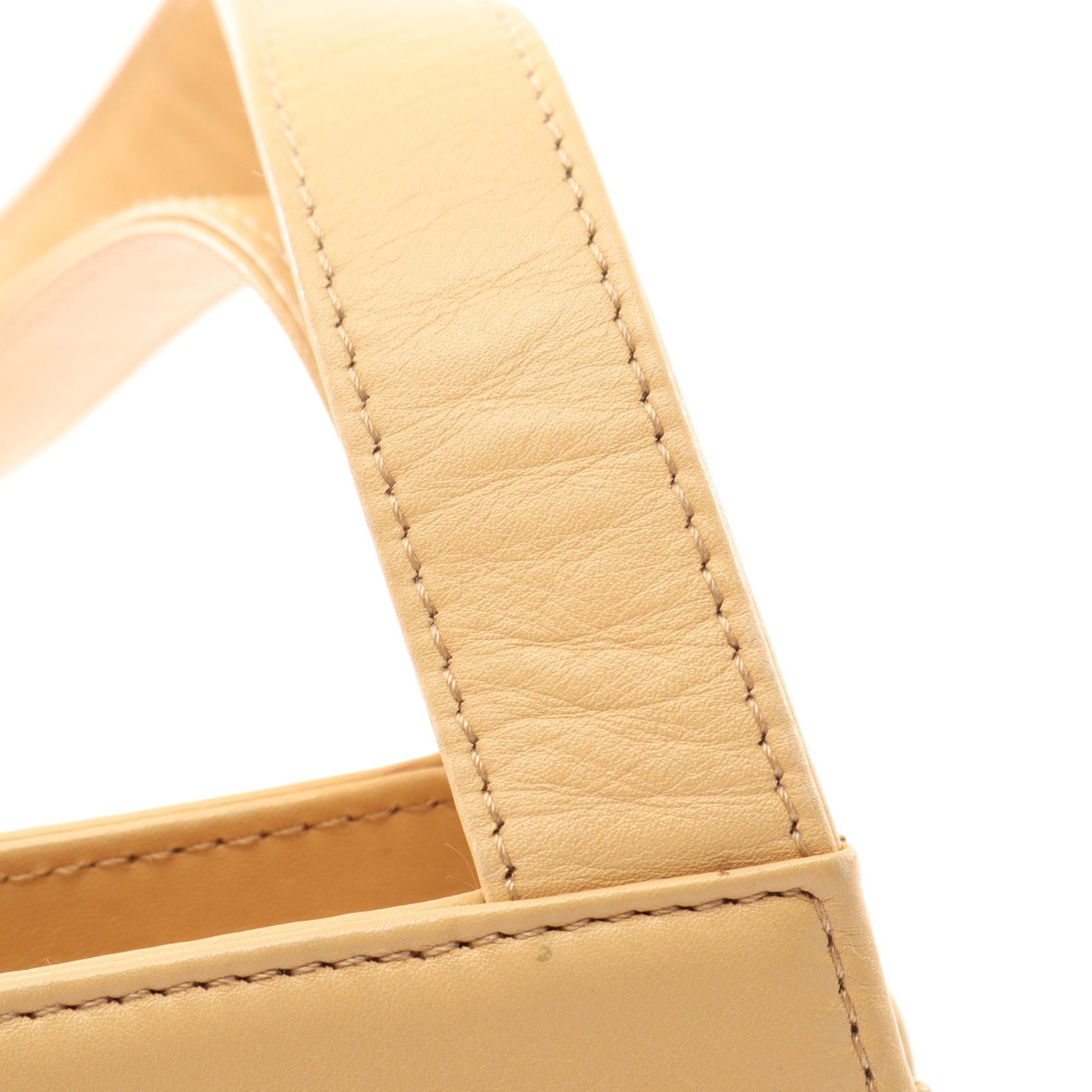 Chanel Chanel Shoulder Bag Logo Embroidery Lambskin Beige Gold Hardware Size ONE SIZE - 9 Thumbnail