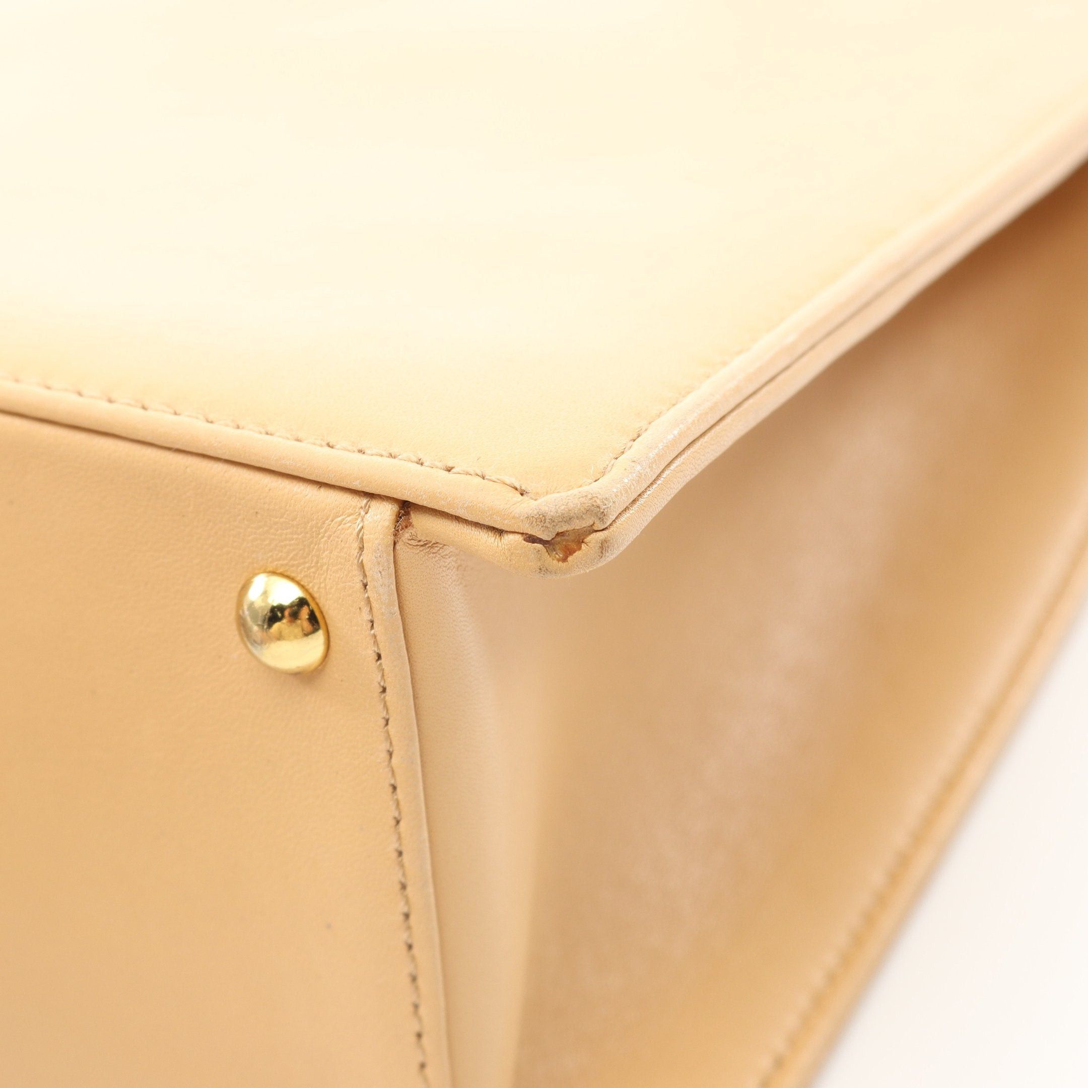 Chanel Chanel Shoulder Bag Logo Embroidery Lambskin Beige Gold Hardware Size ONE SIZE - 7 Thumbnail