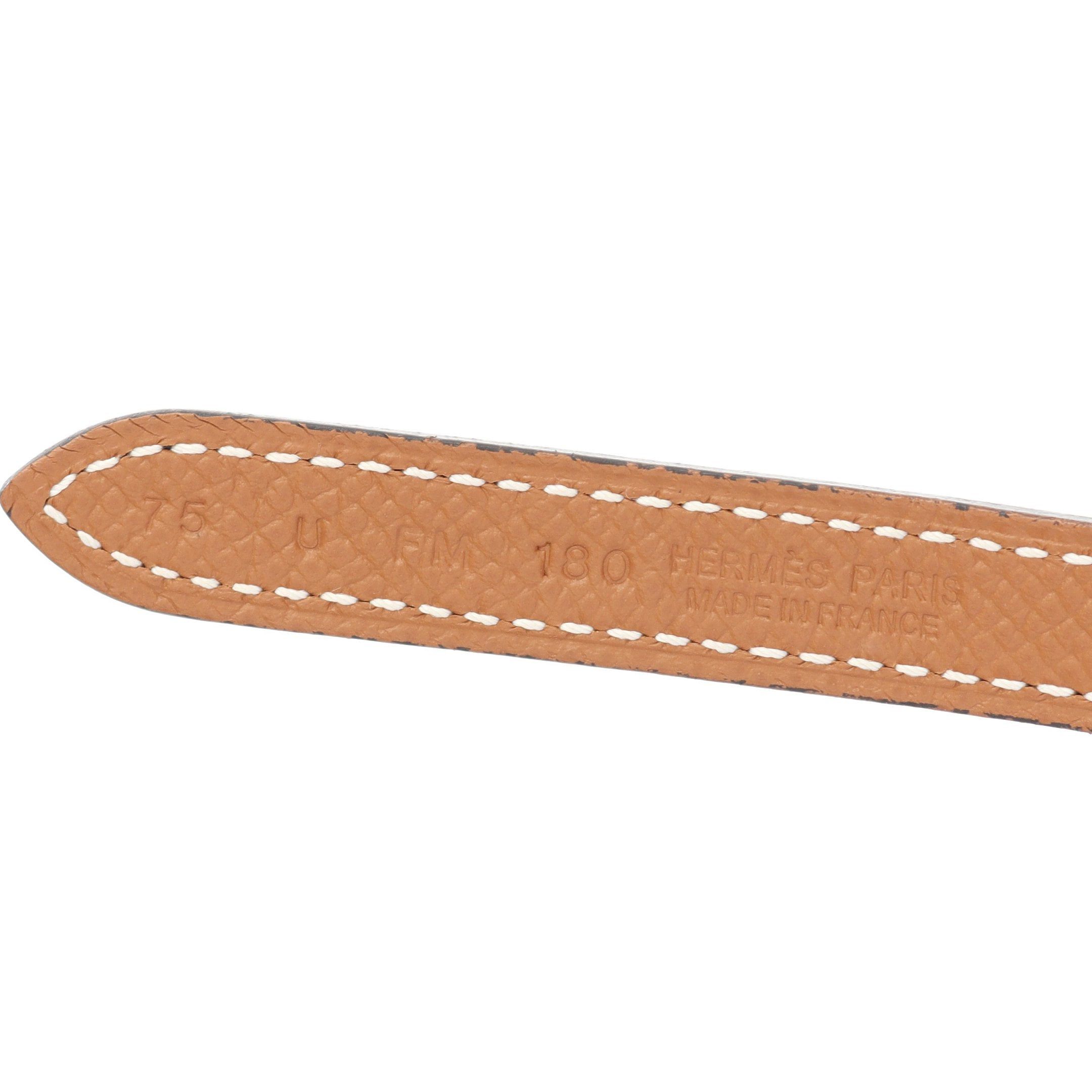 Hermes Hermes Focus Mini H-Belt Belt Leather Black Light Brown Silver Hardware Reversible U Stamp Size ONE SIZE - 4 Thumbnail