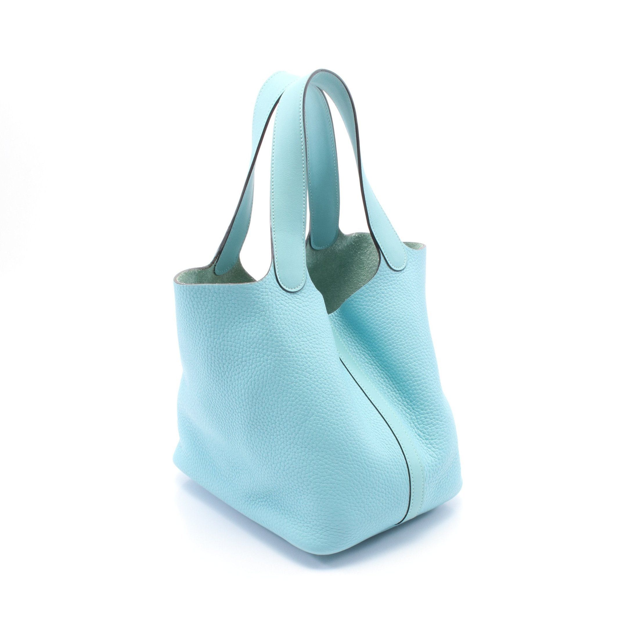 Hermes Hermes Picotan Lock Touch Mm Blue Atoll Handbag Clemence Leather Veau Swift Turquoise Silver Hardware T Stamp Size ONE SIZE - 2 Thumbnail
