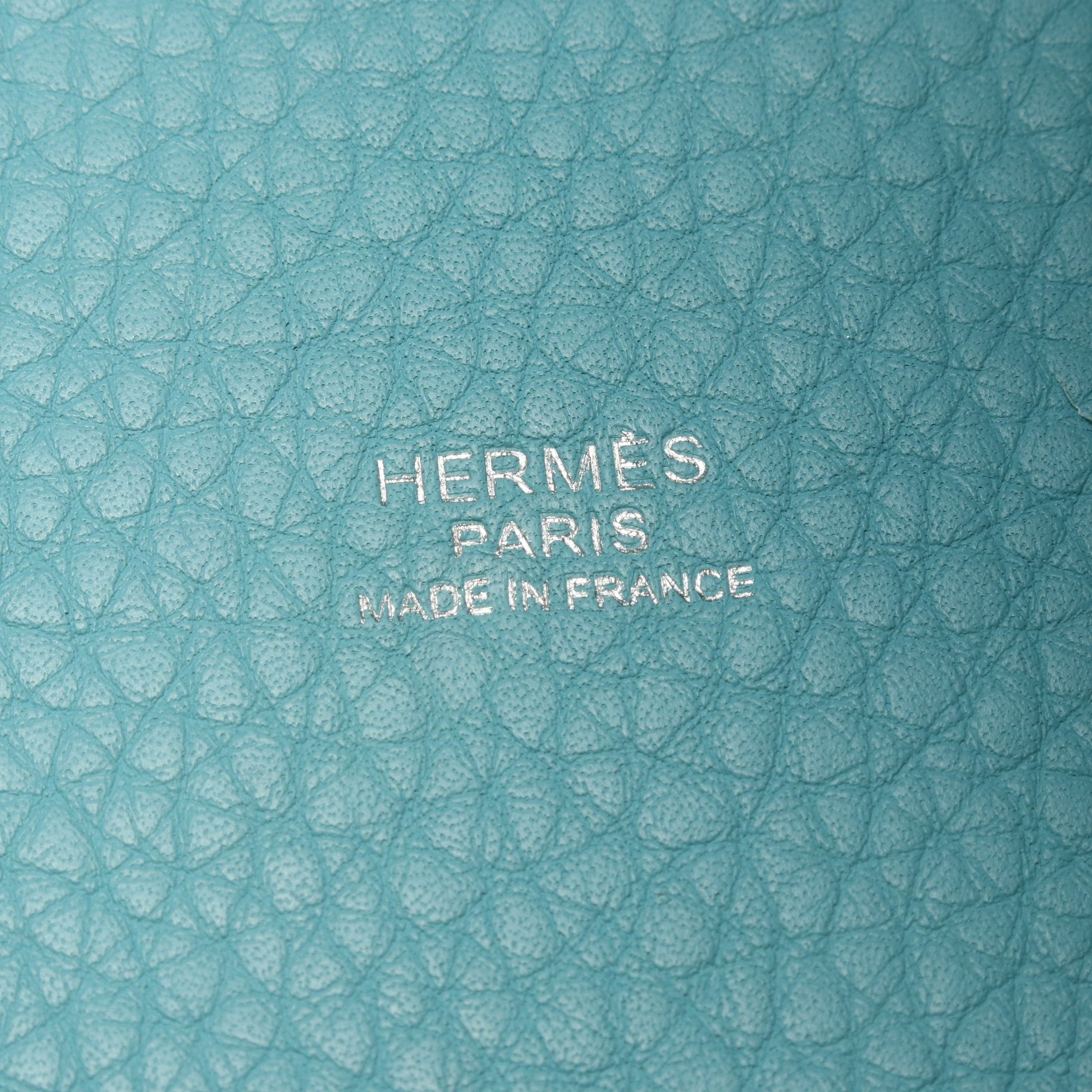 Hermes Hermes Picotan Lock Touch Mm Blue Atoll Handbag Clemence Leather Veau Swift Turquoise Silver Hardware T Stamp Size ONE SIZE - 4 Thumbnail
