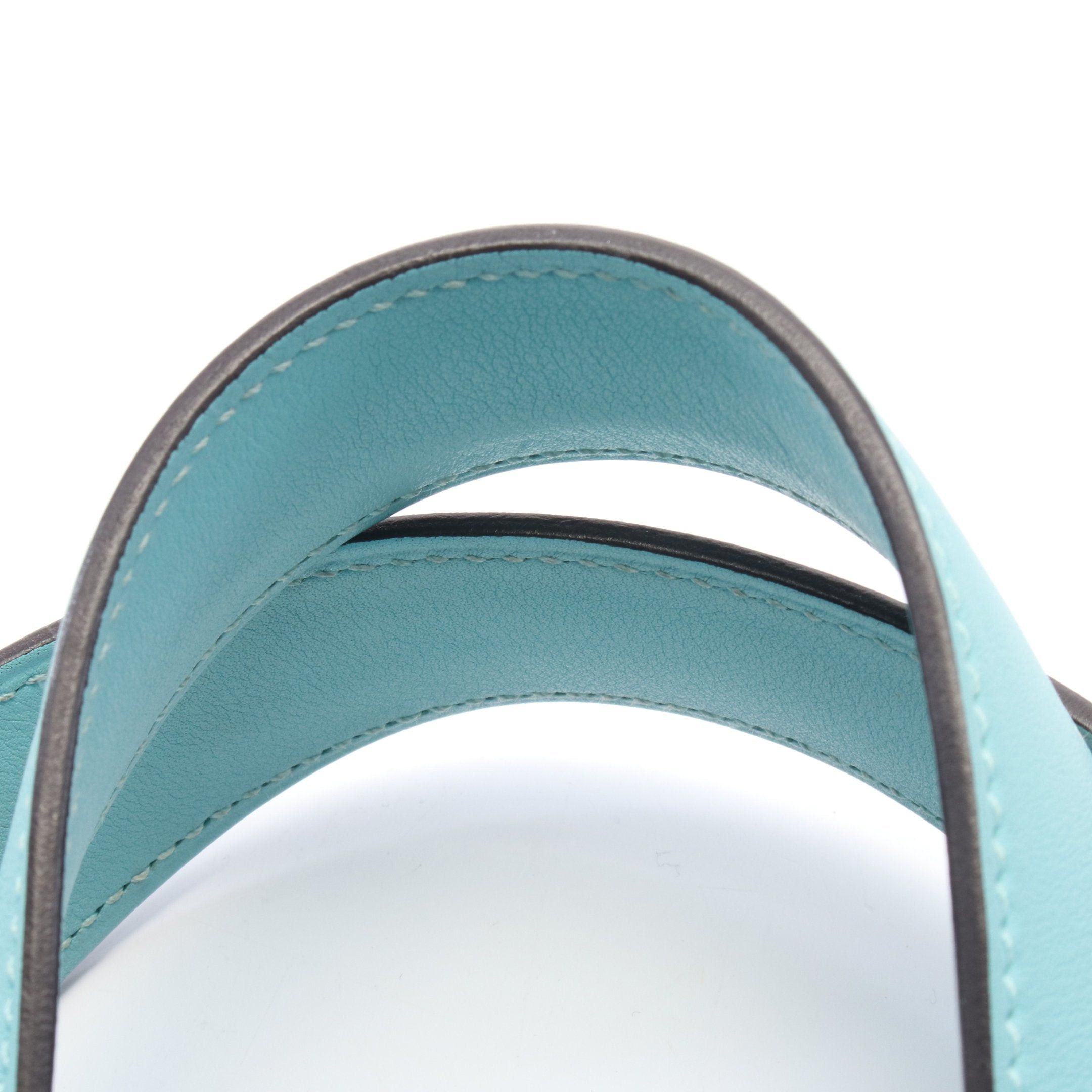 Hermes Hermes Picotan Lock Touch Mm Blue Atoll Handbag Clemence Leather Veau Swift Turquoise Silver Hardware T Stamp Size ONE SIZE - 7 Thumbnail