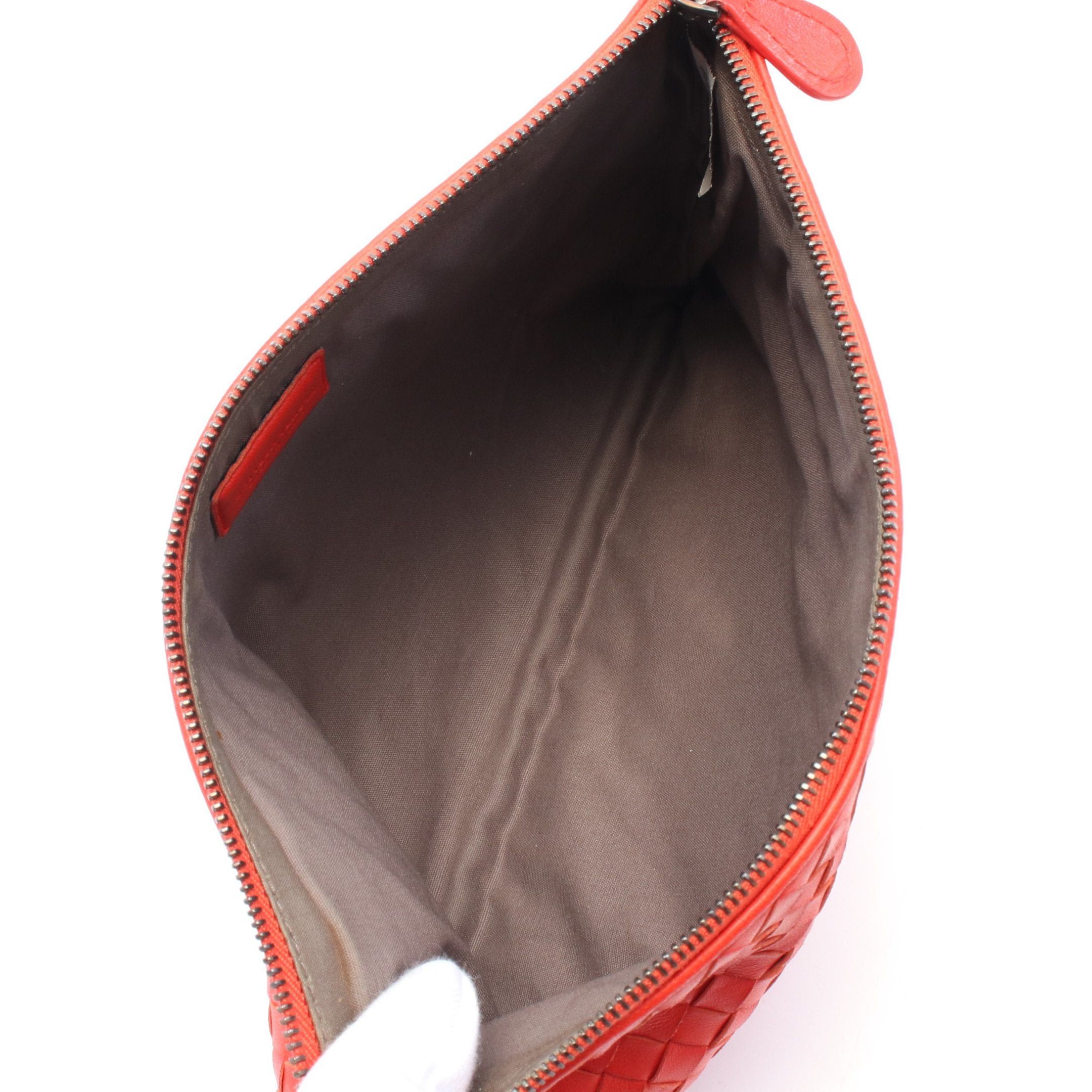 Bottega Veneta Bottega Veneta Intrecciato Pouch Clutch Bag Leather Red Size ONE SIZE - 3 Thumbnail