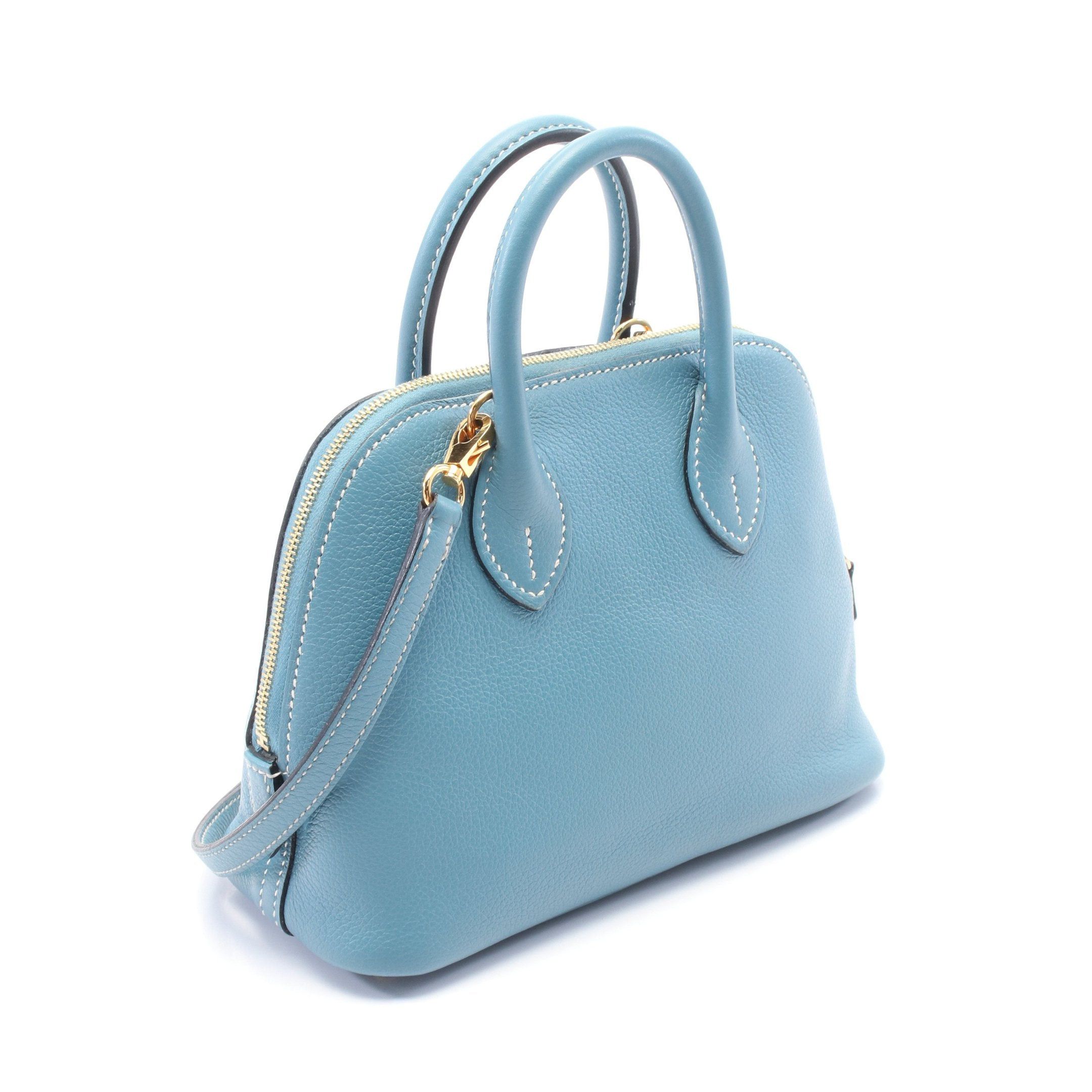Hermes Hermes Bolide 1923 Mini New Blue Jean Handbag Evercolor Gold Hardware B Stamp Size ONE SIZE - 2 Thumbnail