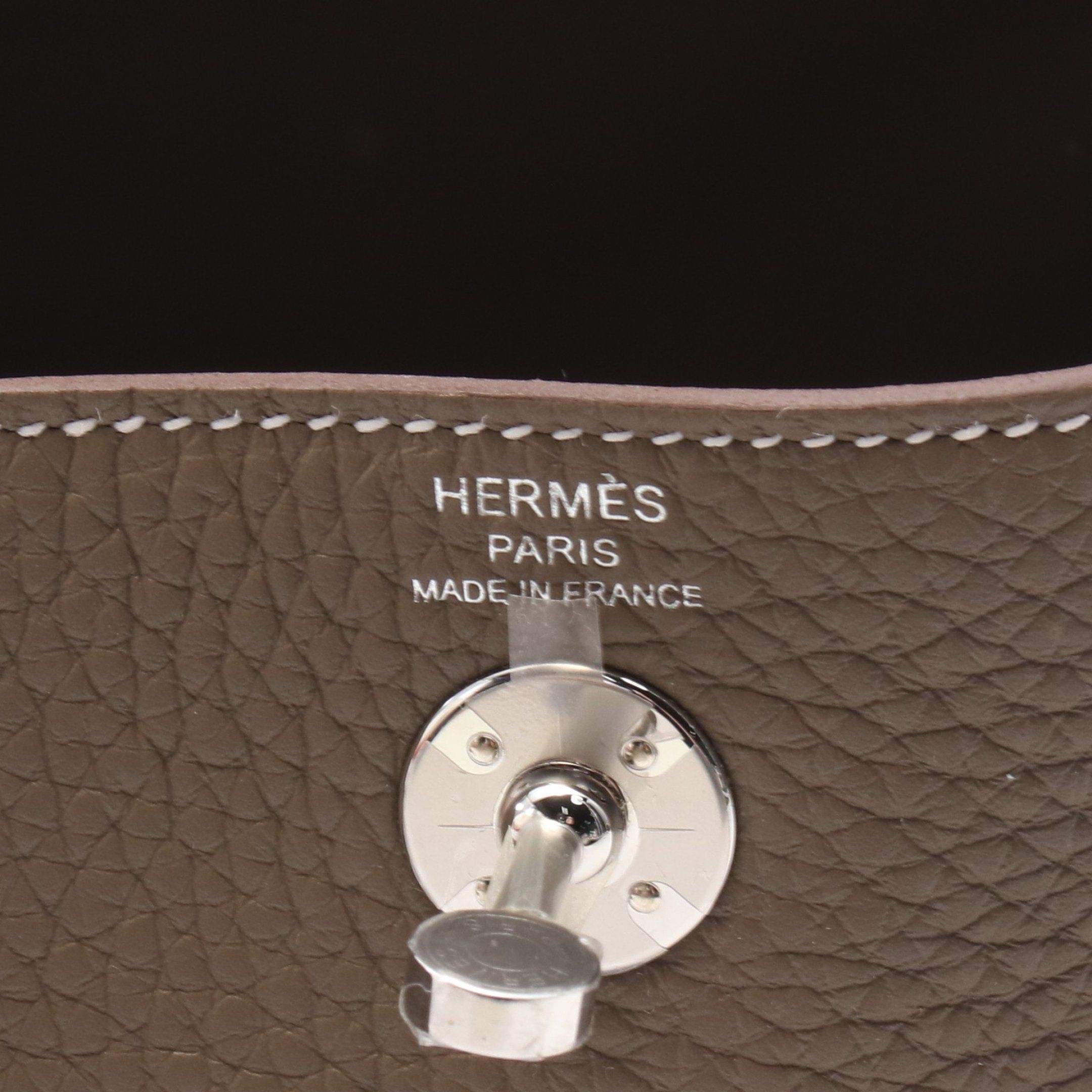 Hermes Hermes Lindy Mini Etoupe Shoulder Bag Clemence Leather Gray Brown Silver Hardware Double Engraved Size ONE SIZE - 4 Thumbnail