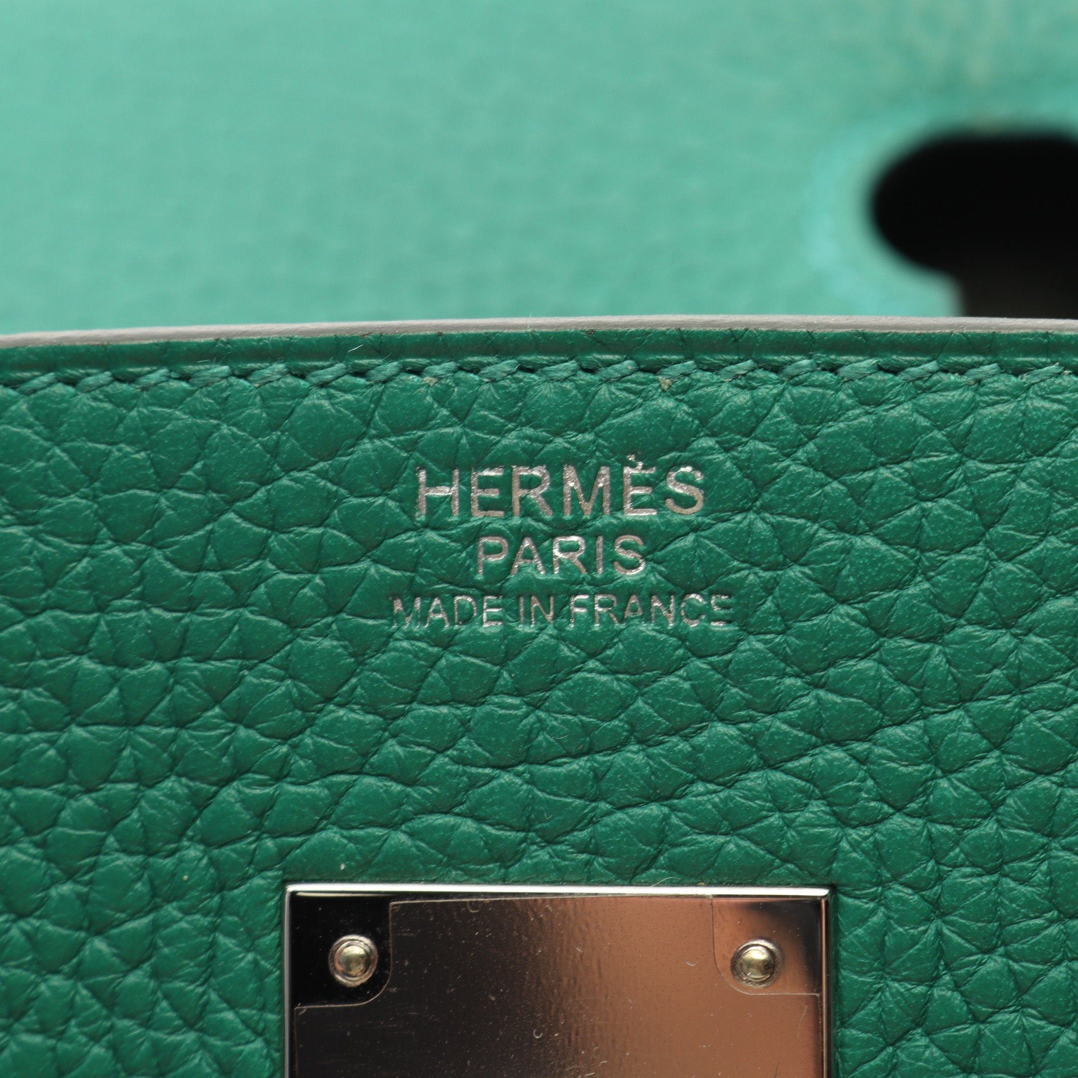 Hermes Hermes Birkin 30 Verso Veil Vertigo Vert Fonce Handbag Clemence Leather Green Khaki Silver Hardware C Engraved Size ONE SIZE - 4 Thumbnail