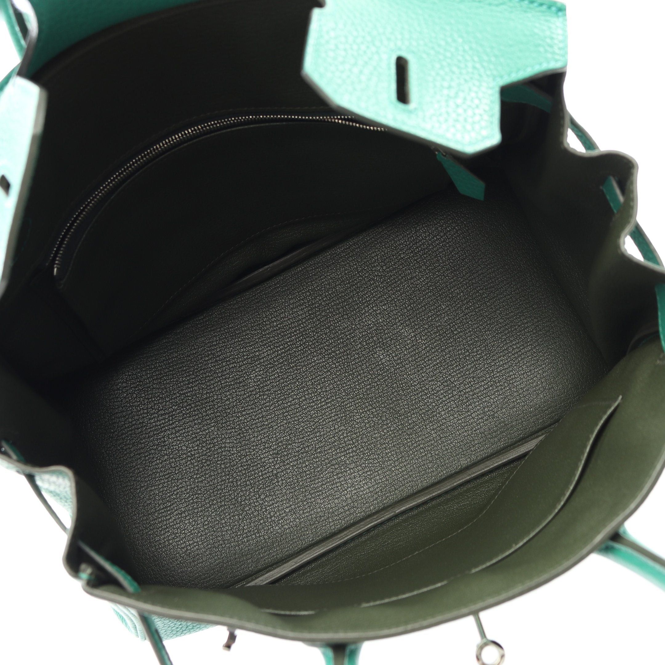 Hermes Hermes Birkin 30 Verso Veil Vertigo Vert Fonce Handbag Clemence Leather Green Khaki Silver Hardware C Engraved Size ONE SIZE - 3 Thumbnail