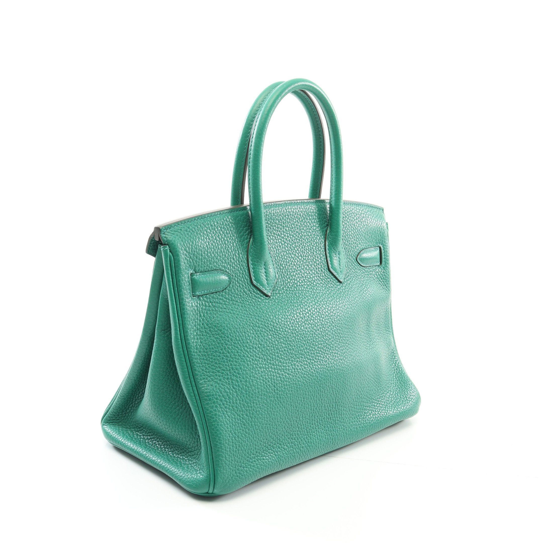 Hermes Hermes Birkin 30 Verso Veil Vertigo Vert Fonce Handbag Clemence Leather Green Khaki Silver Hardware C Engraved Size ONE SIZE - 2 Thumbnail