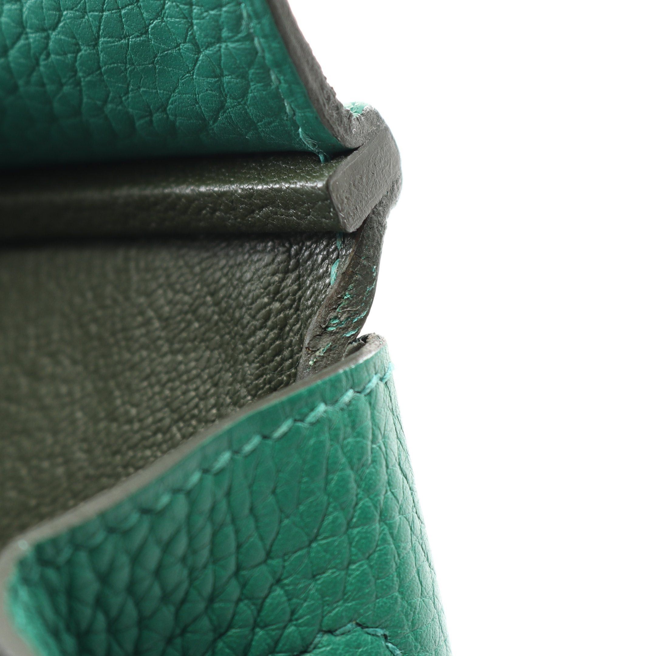 Hermes Hermes Birkin 30 Verso Veil Vertigo Vert Fonce Handbag Clemence Leather Green Khaki Silver Hardware C Engraved Size ONE SIZE - 7 Thumbnail