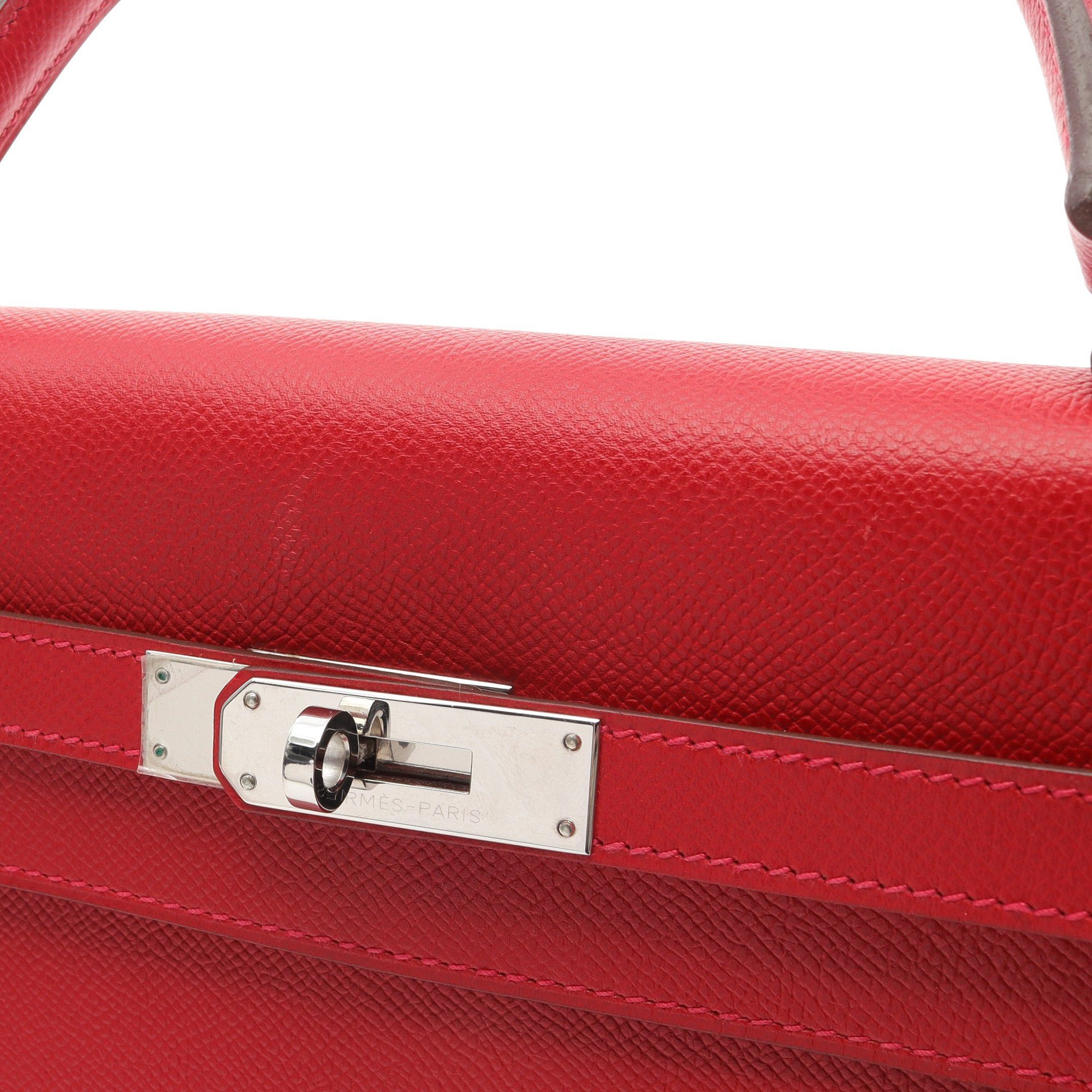 Hermes Hermes Kelly35 Rouge Casac Handbag Veau Epsom Red Silver Hardware Stamp Size ONE SIZE - 8 Thumbnail