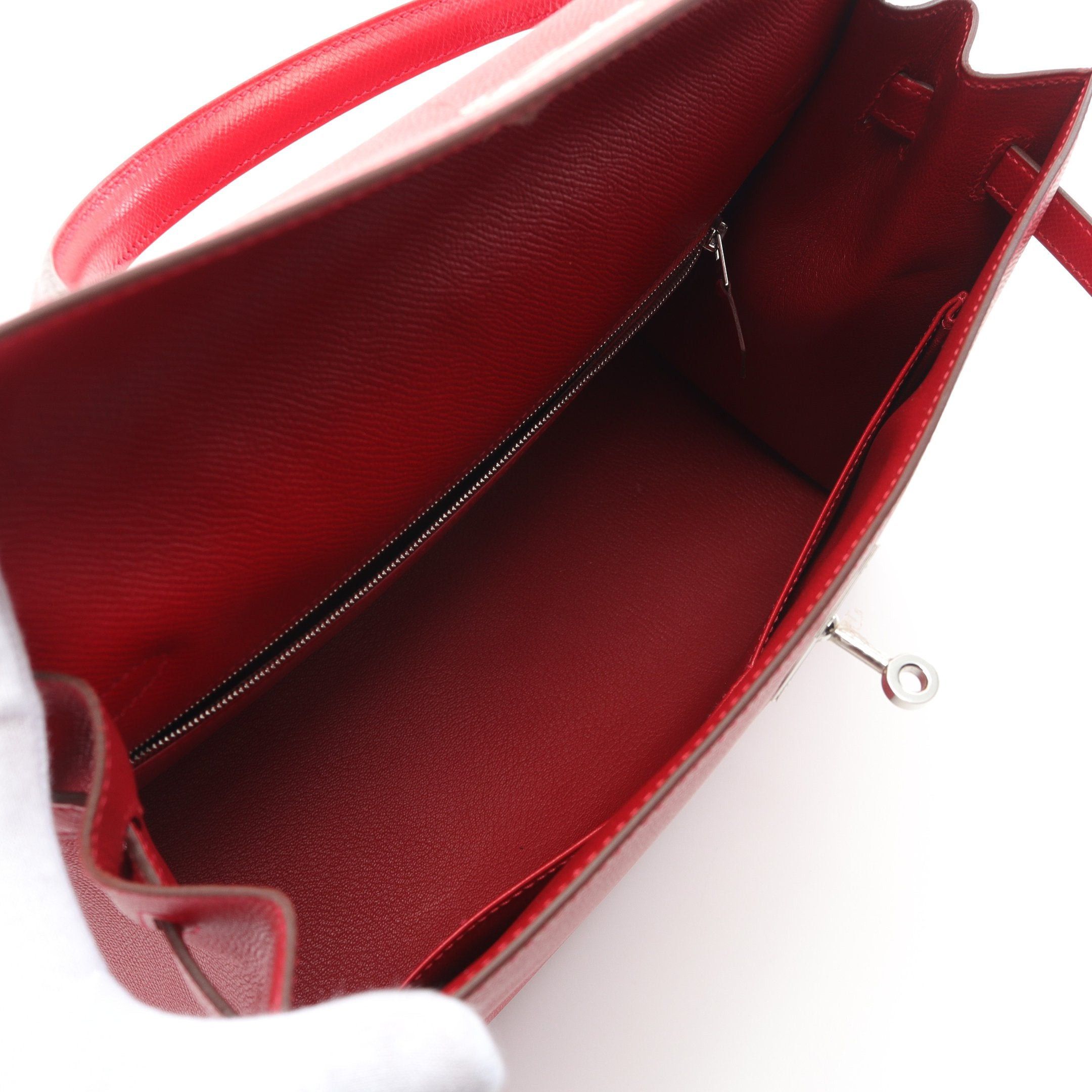 Hermes Hermes Kelly35 Rouge Casac Handbag Veau Epsom Red Silver Hardware Stamp Size ONE SIZE - 3 Thumbnail