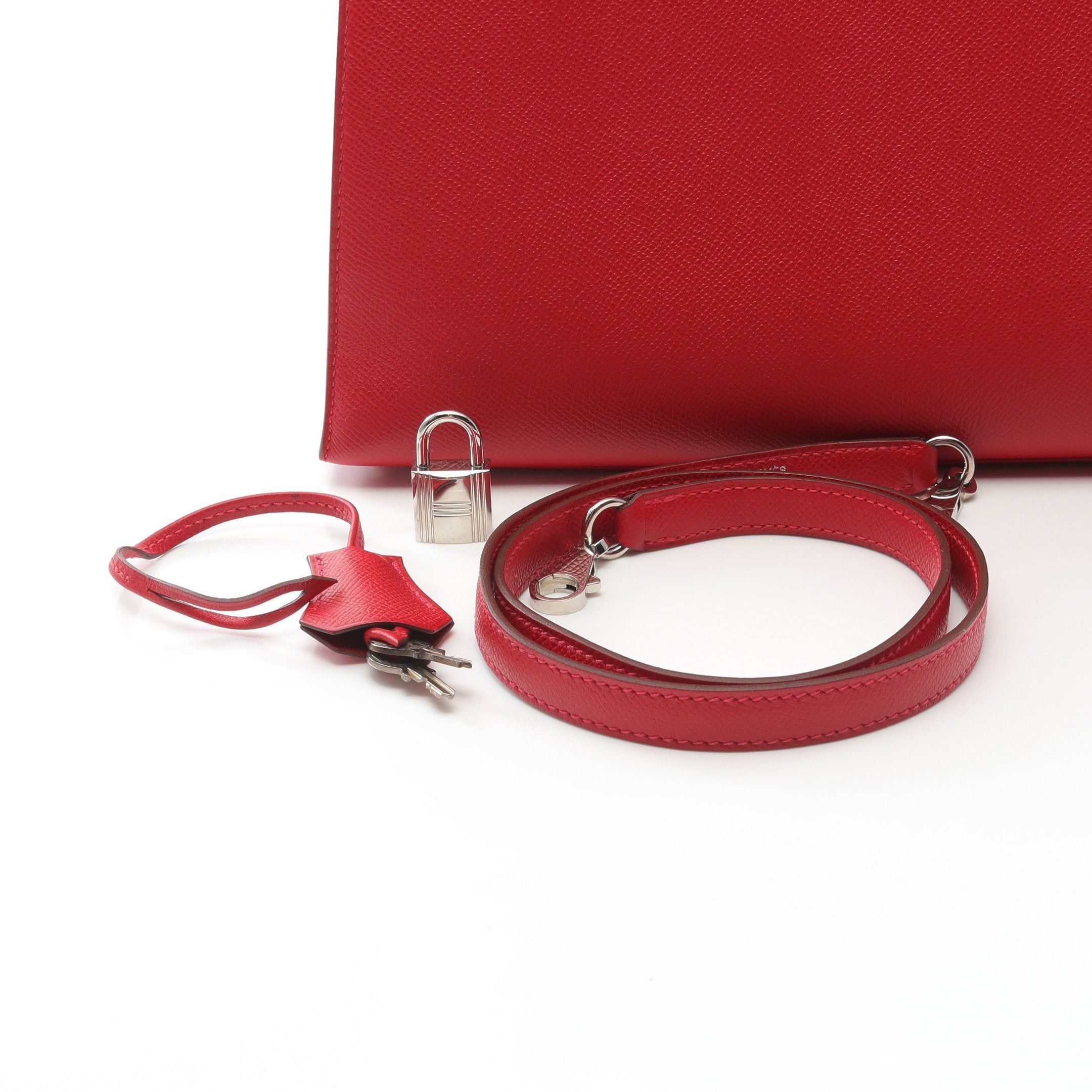 Hermes Hermes Kelly35 Rouge Casac Handbag Veau Epsom Red Silver Hardware Stamp Size ONE SIZE - 6 Thumbnail