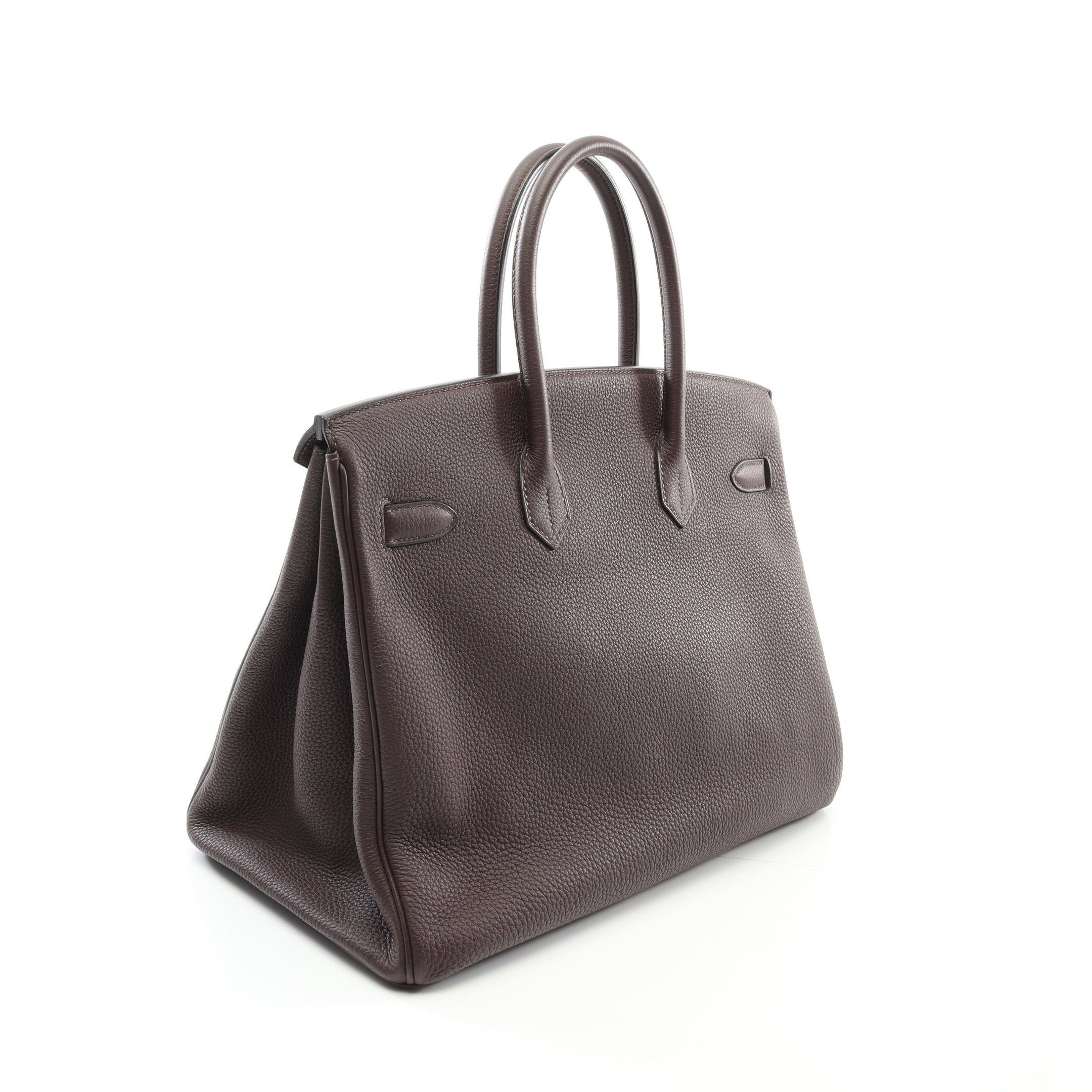 Hermes Hermes Birkin 35 Chocolate Handbag Togo Dark Brown Silver Hardware C Engraved Size ONE SIZE - 2 Thumbnail