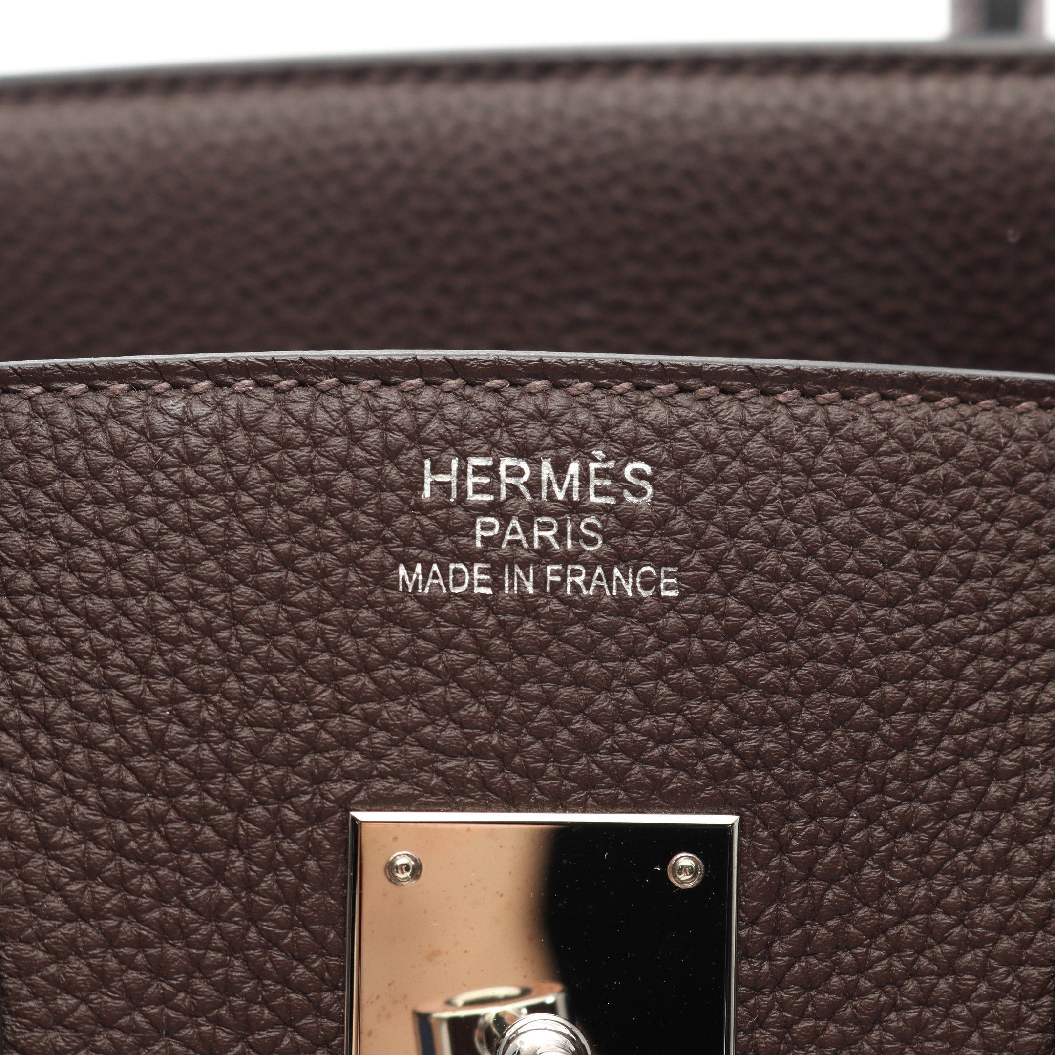 Hermes Hermes Birkin 35 Chocolate Handbag Togo Dark Brown Silver Hardware C Engraved Size ONE SIZE - 4 Thumbnail