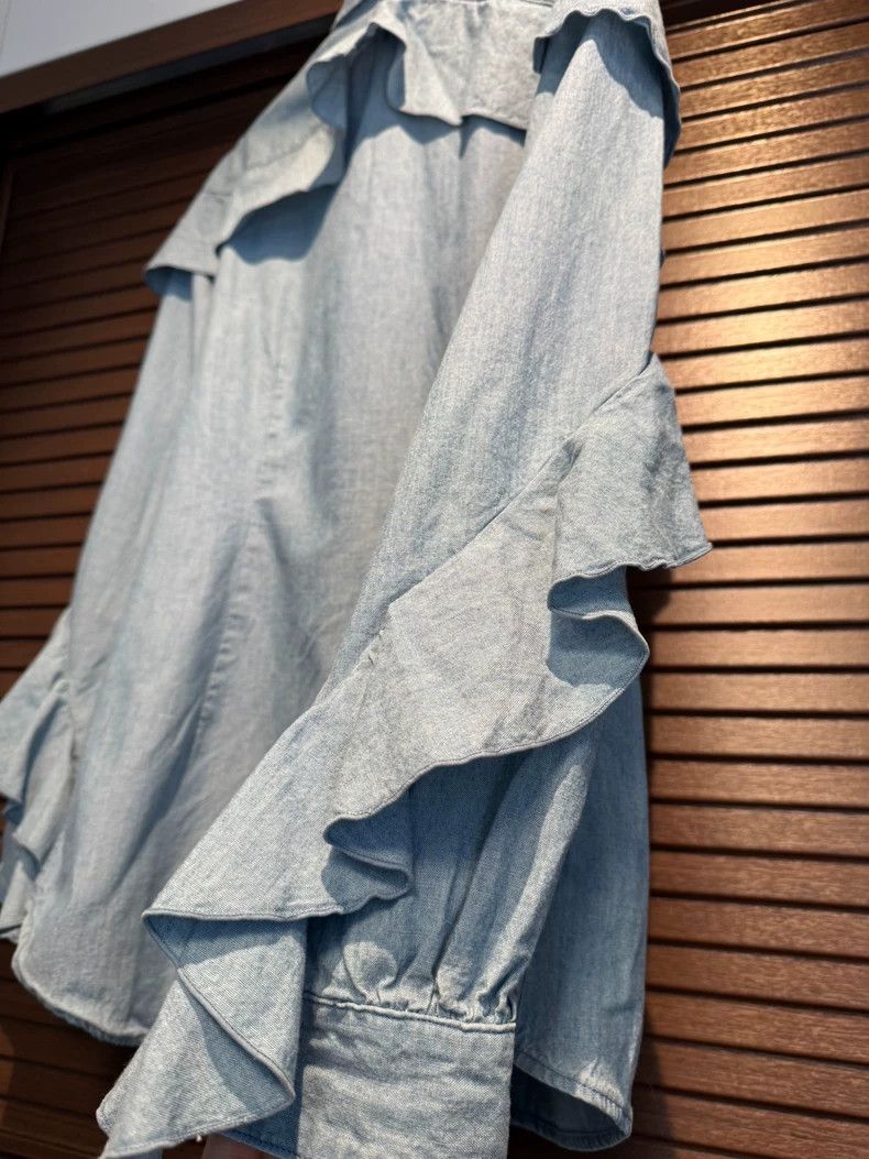Kapital New Denim Shirt with Ruffled Sleeves Size US M / EU 48-50 / 2 - 4 Thumbnail