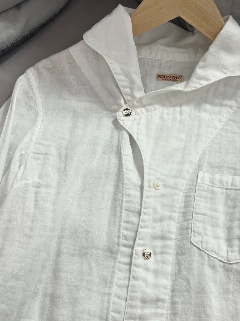 Kapital Elegant Classic White Shirt with Unique Collar Size US XXS / EU 40 - 3 Thumbnail