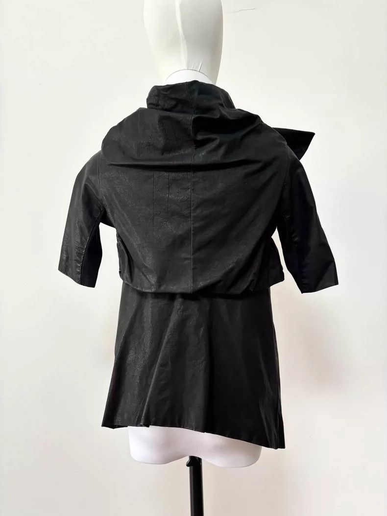 Rick Owens Vintage Black Leather Asymmetric Jacket Top Size US M / EU 48-50 / 2 - 6 Thumbnail