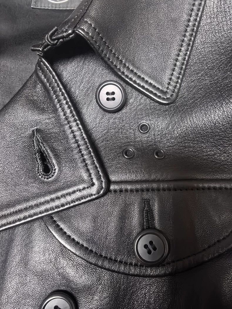 Japanese Brand Black Leather Double-Breasted Jacket Size S Size US S / EU 44-46 / 1 - 3 Thumbnail