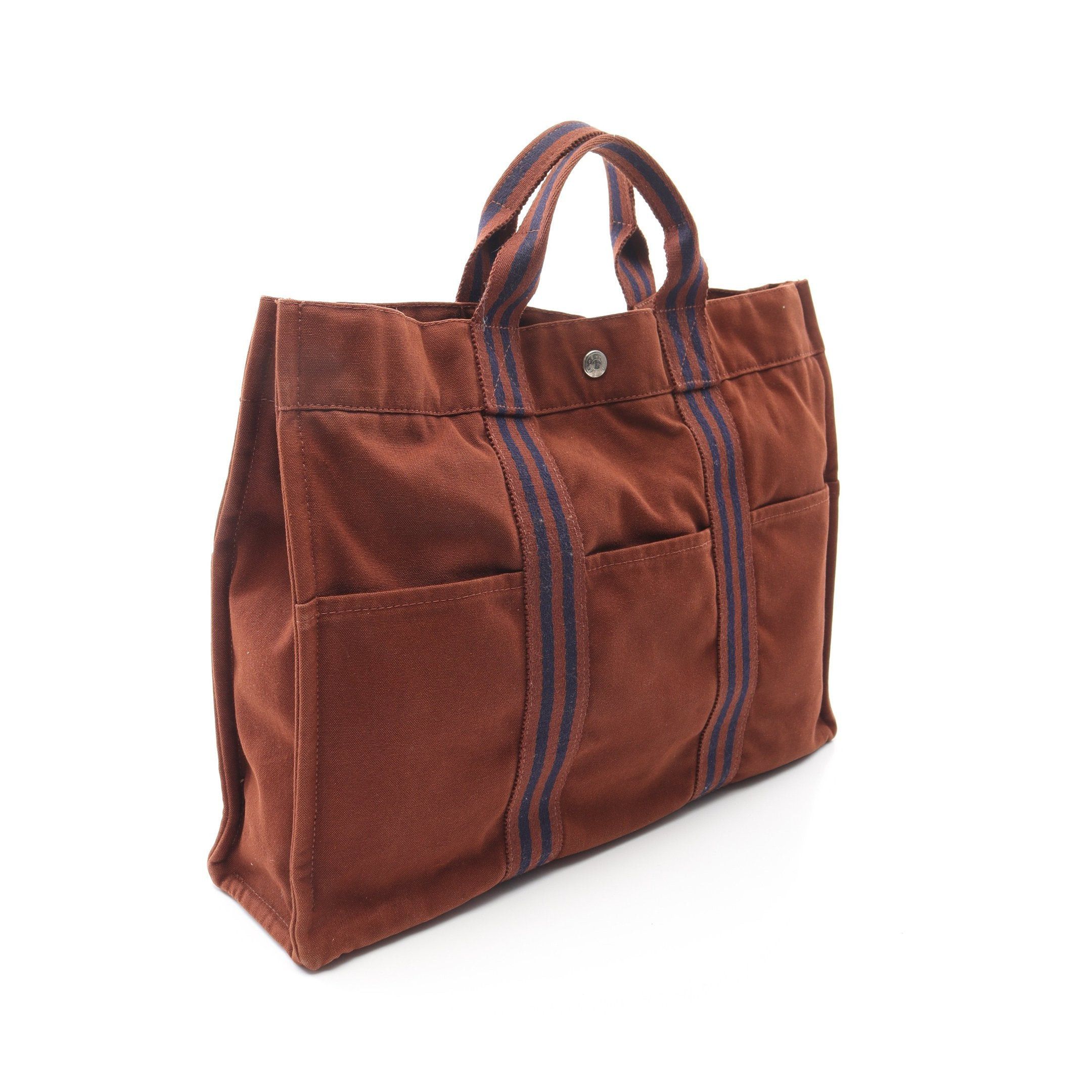 Hermes Hermes Fool Toe Mm Handbag Tote Bag Canvas Brown Navy Size ONE SIZE - 2 Thumbnail