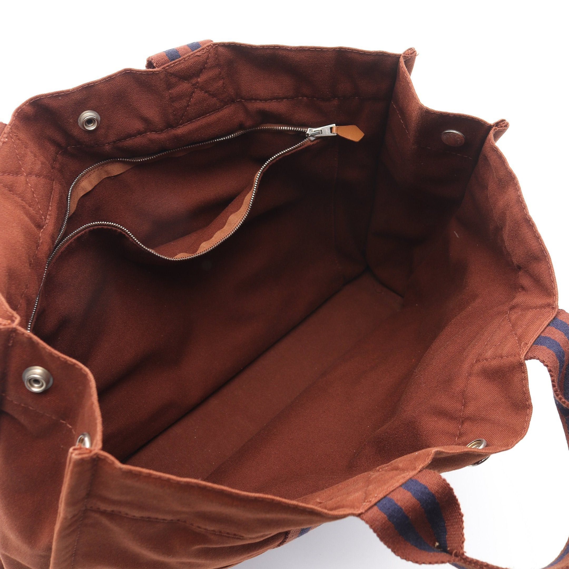 Hermes Hermes Fool Toe Mm Handbag Tote Bag Canvas Brown Navy Size ONE SIZE - 3 Thumbnail
