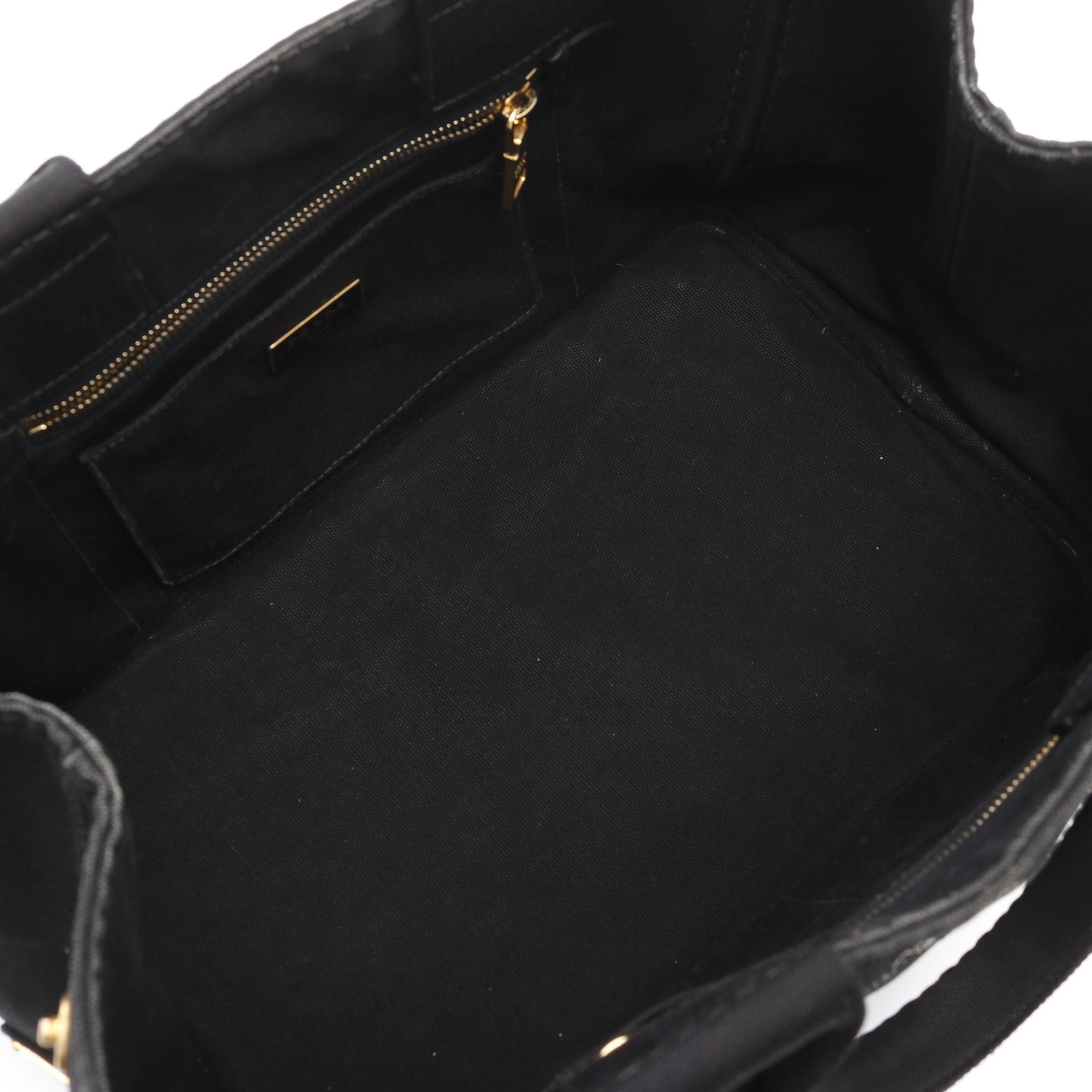 Prada Prada Kanapa Handbag Tote Bag Canvas Black Size ONE SIZE - 3 Thumbnail
