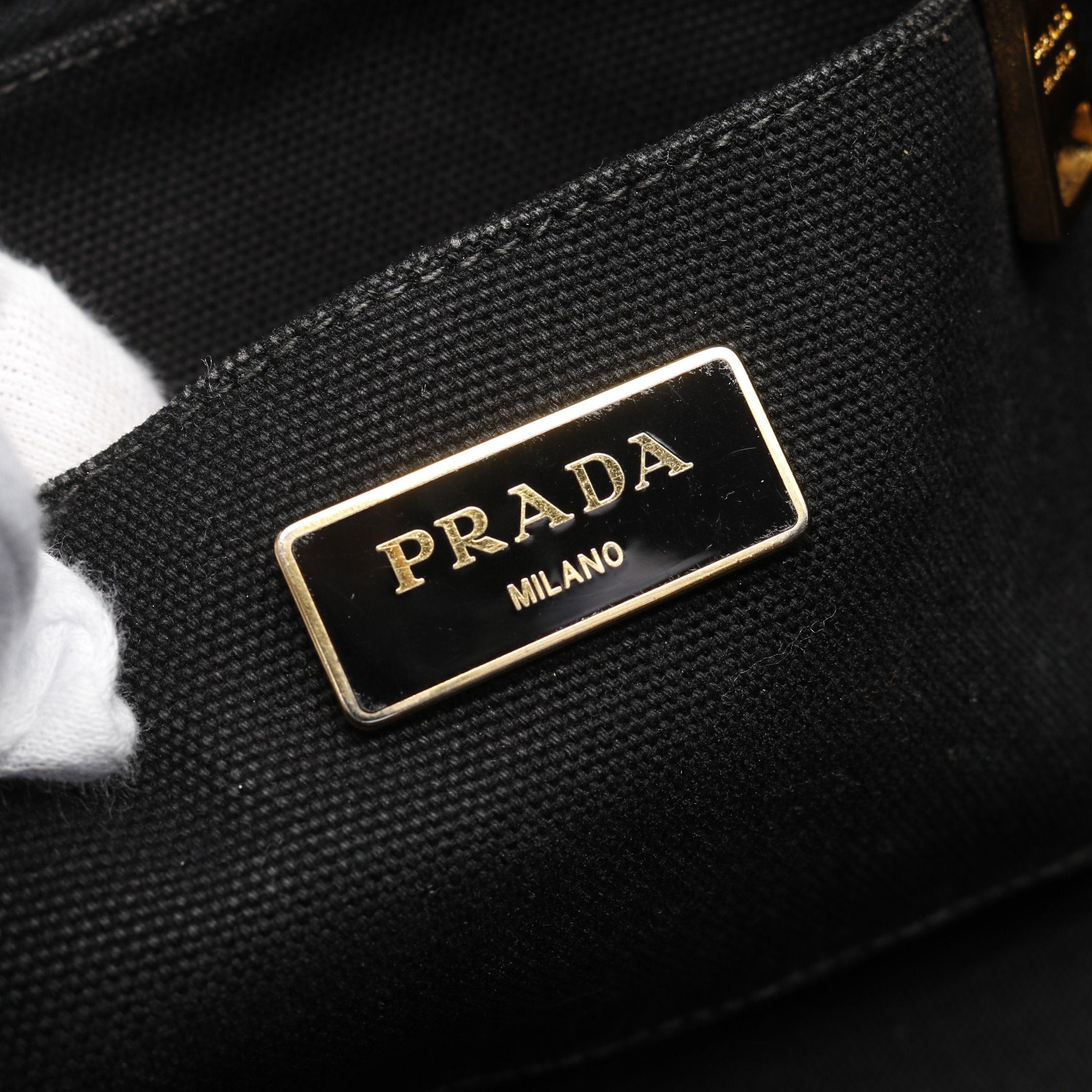 Prada Prada Kanapa Handbag Tote Bag Canvas Black Size ONE SIZE - 4 Thumbnail