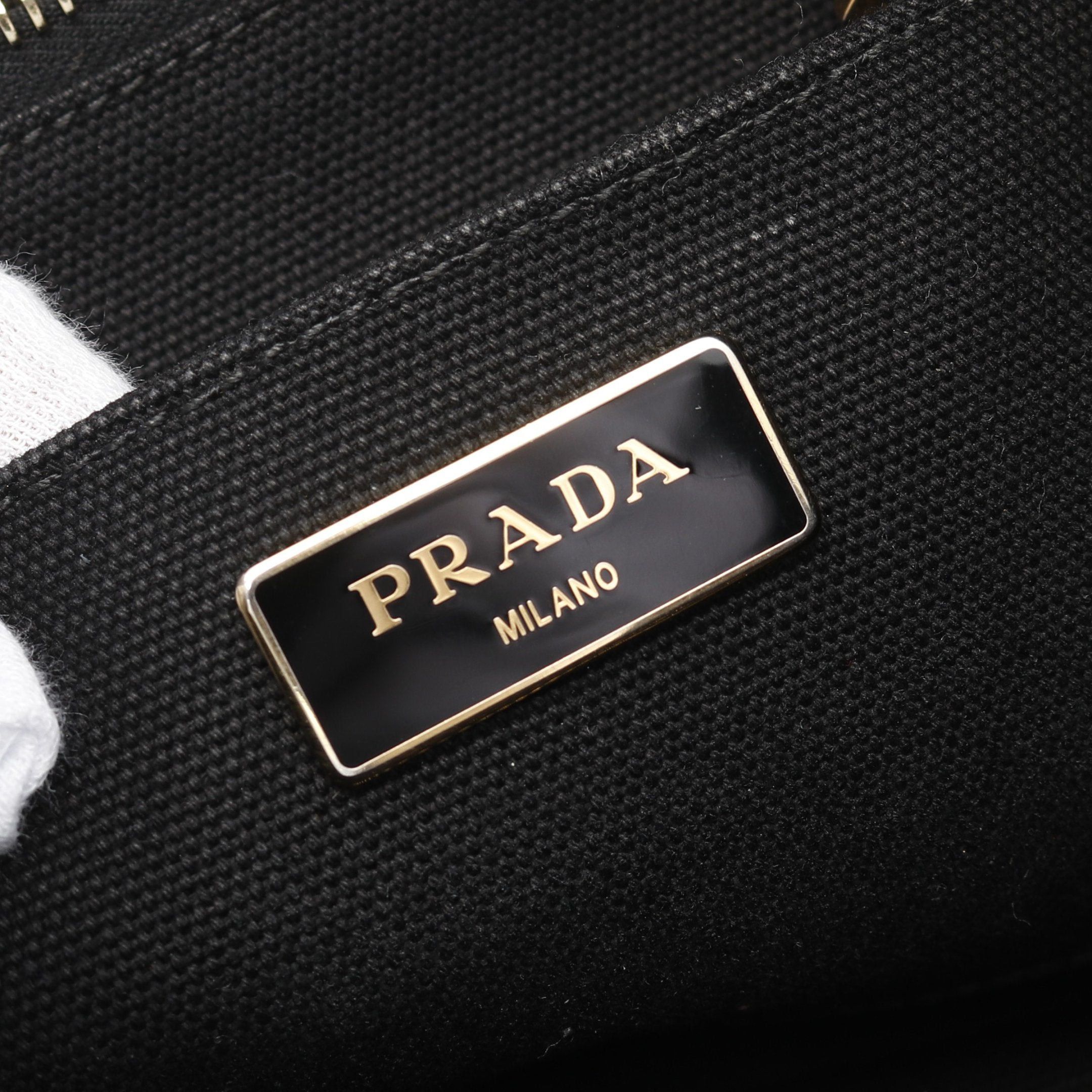 Prada Prada Kanapa Handbag Tote Bag Canvas Black Size ONE SIZE - 4 Thumbnail