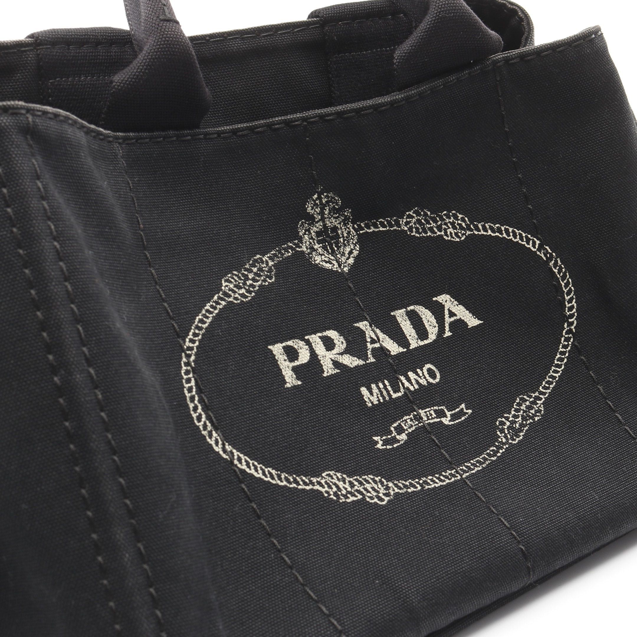 Prada Prada Kanapa Handbag Tote Bag Canvas Black Size ONE SIZE - 7 Thumbnail