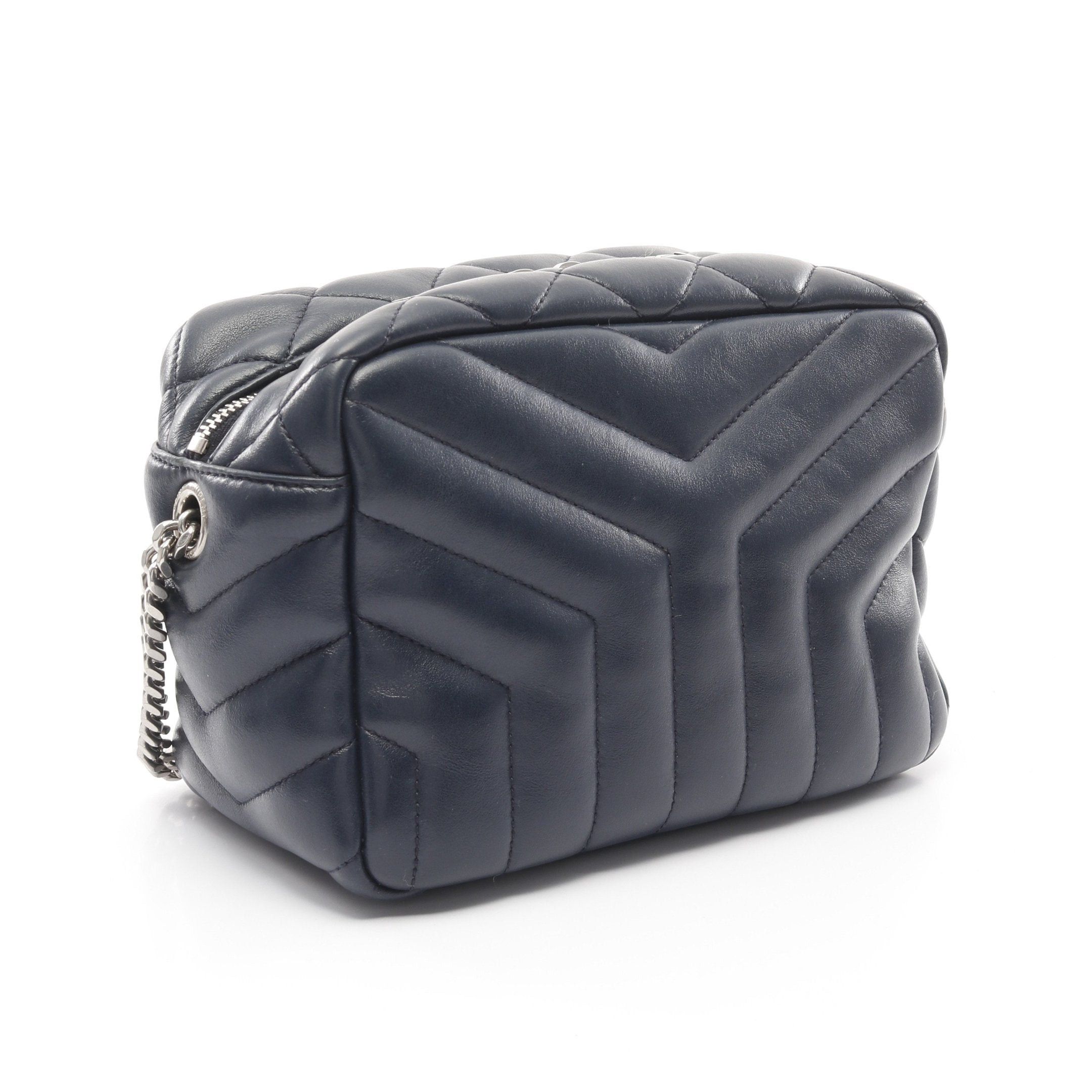 Yves Saint Laurent Yves Saint Laurent Lulu Bowling Chain Shoulder Bag Leather Dark Navy Size ONE SIZE - 2 Thumbnail
