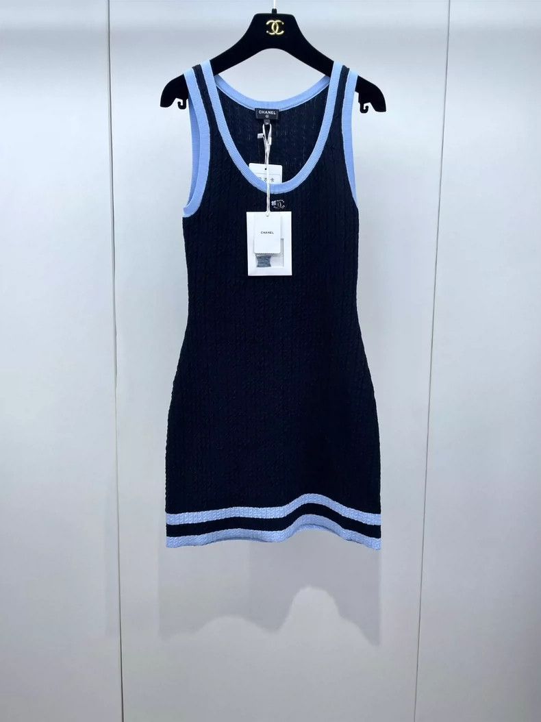 Chanel Chanel Blue Black Color Block Dress- DMC Size US 34 / EU 50 - 2 Thumbnail