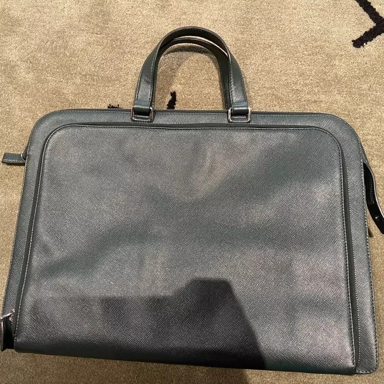 Prada Prada Green Leather Briefcase Handbag- DMC Size ONE SIZE - 2 Thumbnail