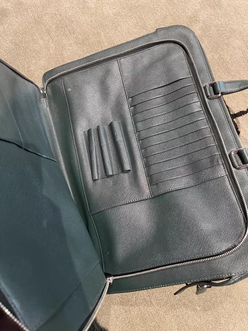 Prada Prada Green Leather Briefcase Handbag- DMC Size ONE SIZE - 4 Thumbnail